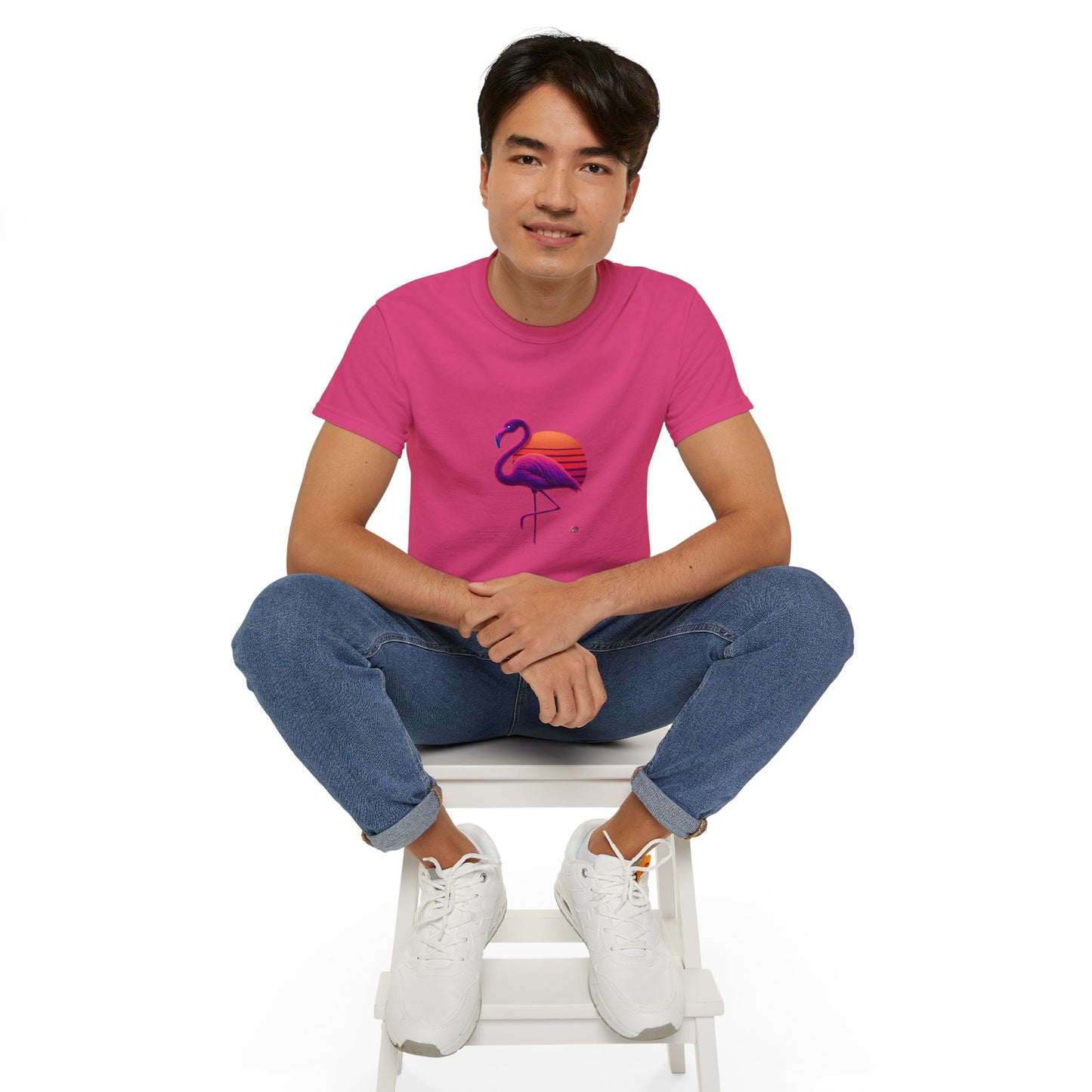 BS WETWEAR FLAMINGO'S NEON SUNSET STRUT T-SHIRT