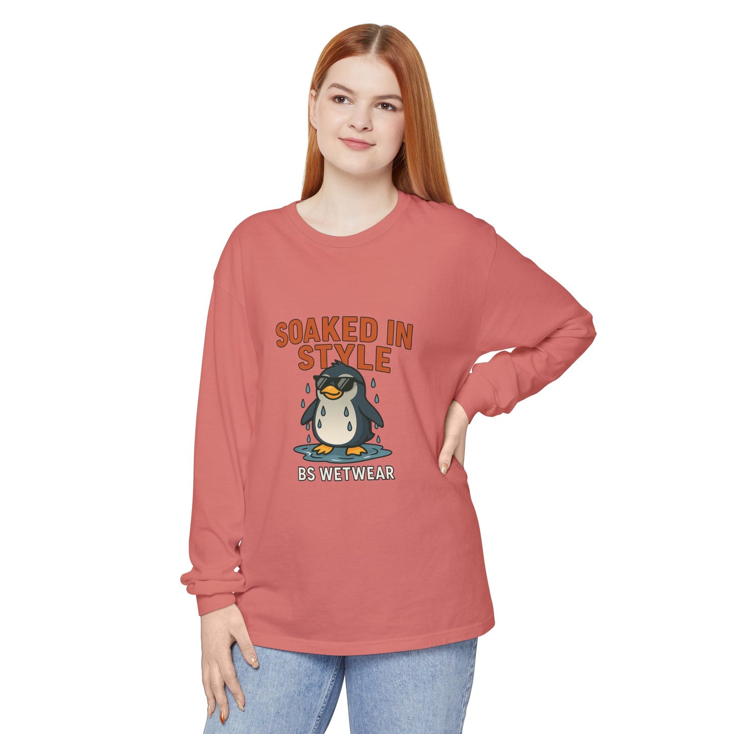 BS WETWEAR SOAKED IN STYLE PENGUIN LONG SLEEVE T-SHIRT