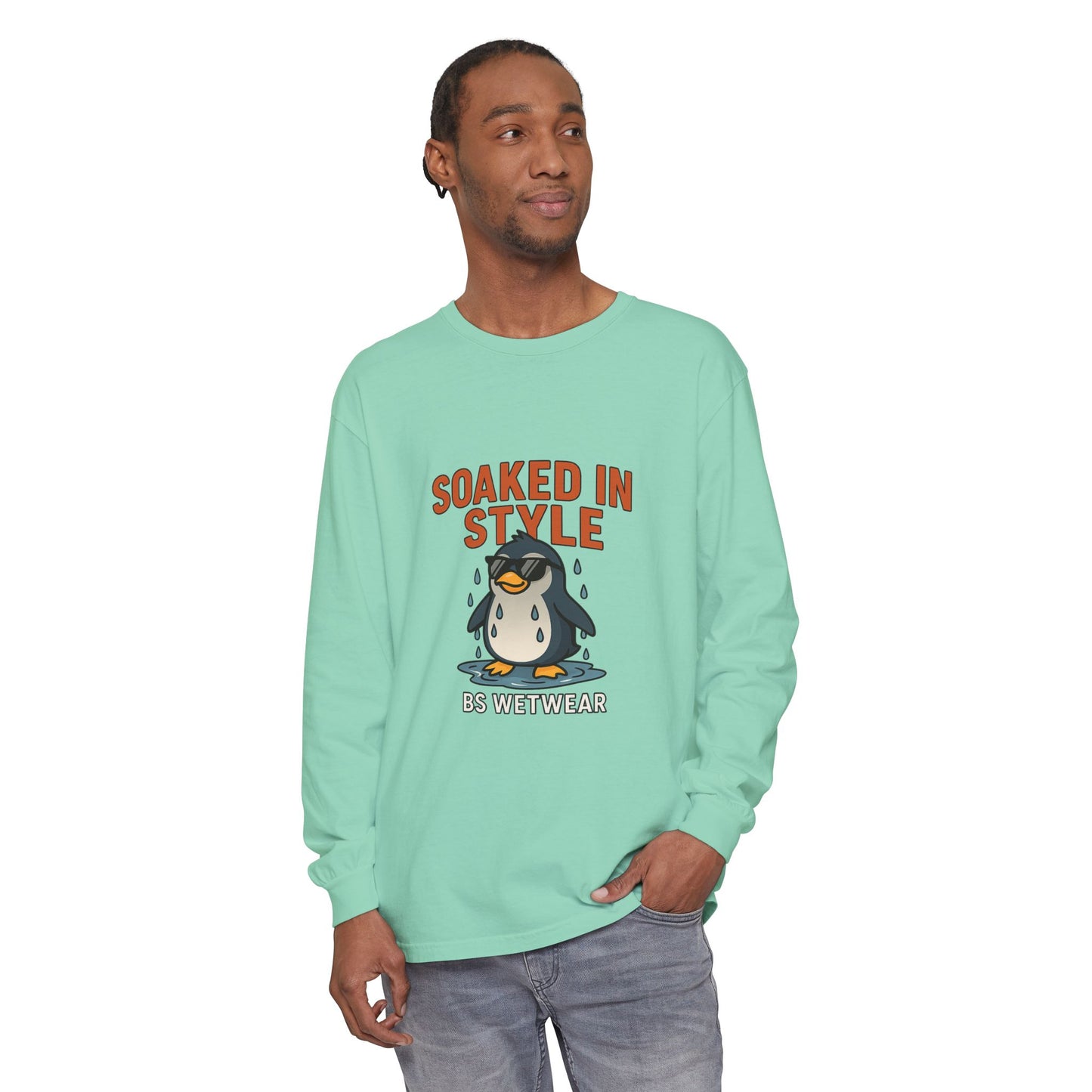BS WETWEAR SOAKED IN STYLE PENGUIN LONG SLEEVE T-SHIRT