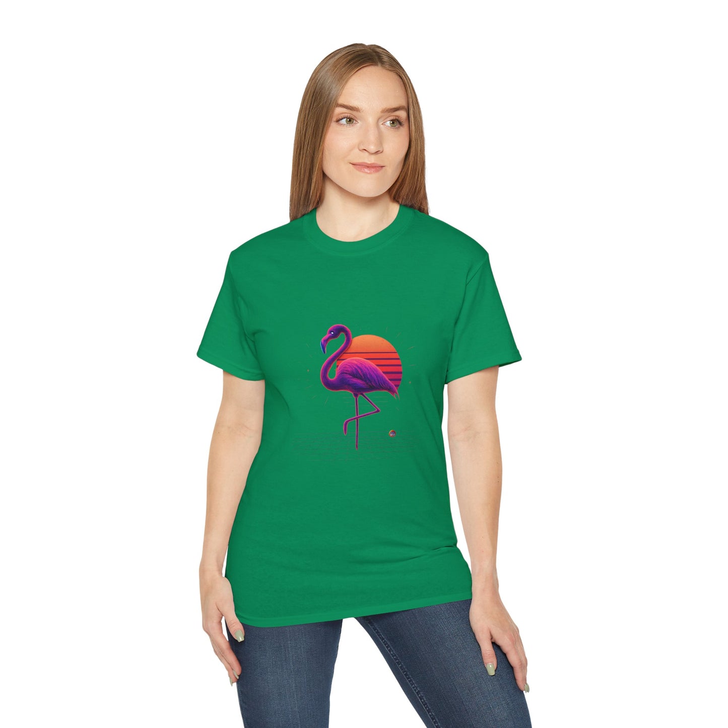 BS WETWEAR FLAMINGO'S NEON SUNSET STRUT T-SHIRT