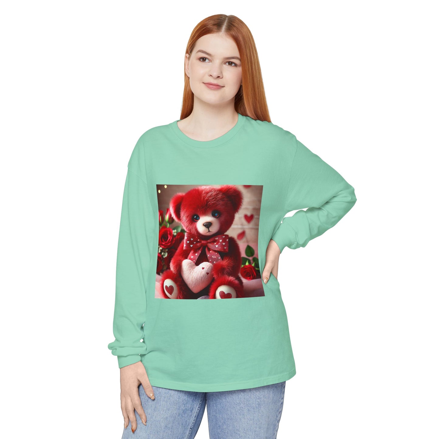 BS WETWEAR TEDDY BEAR VDAY LONG SLEEVE T-SHIRT