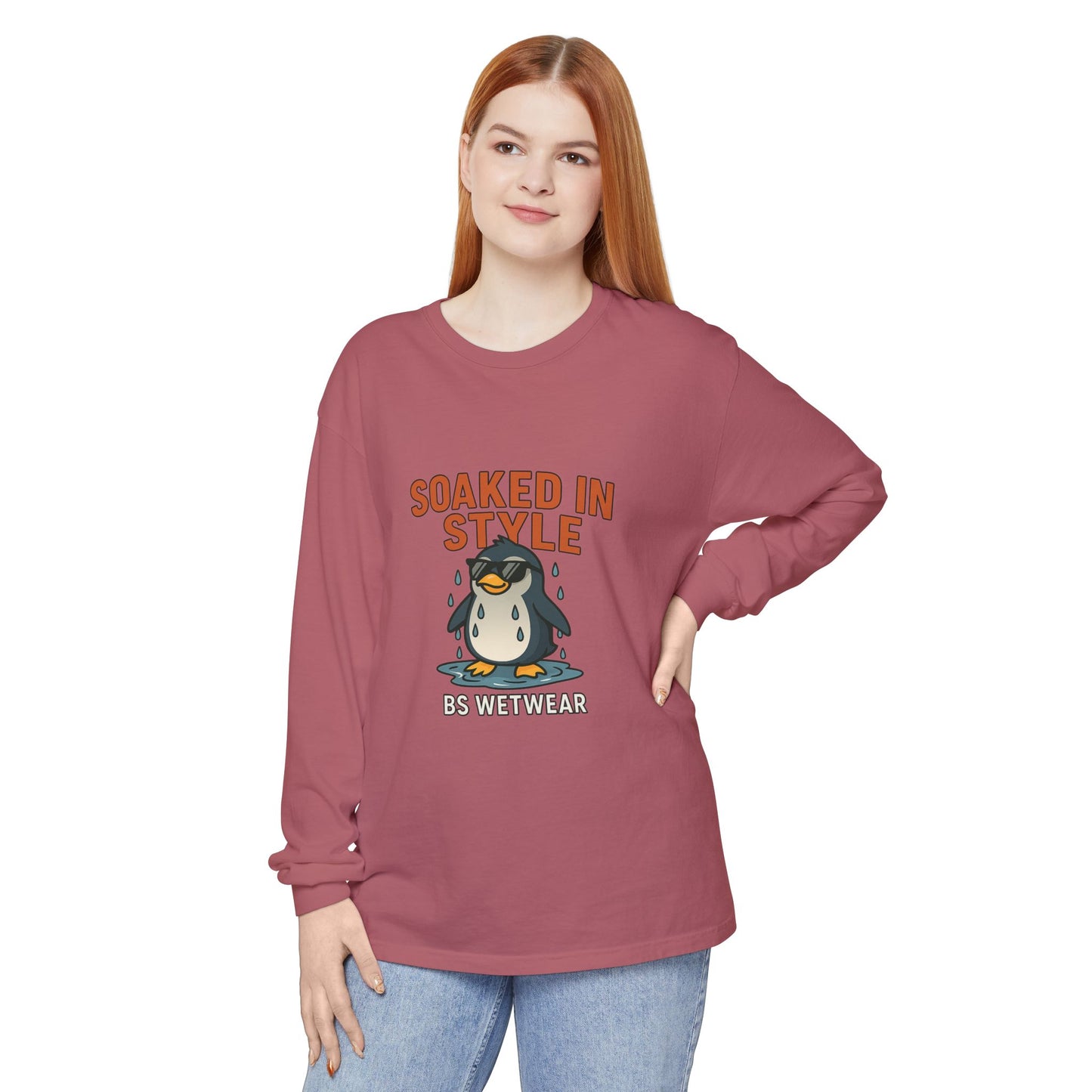 BS WETWEAR SOAKED IN STYLE PENGUIN LONG SLEEVE T-SHIRT