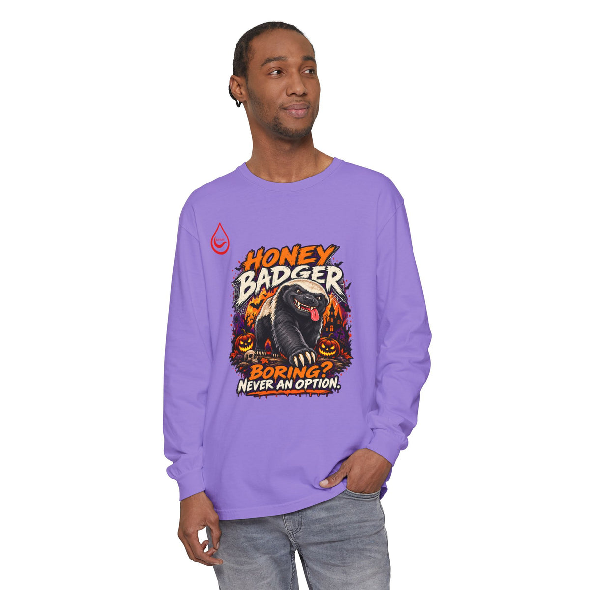 BS WETWEAR SPOOKY HONEY BADGER ATTITUDE LONG SLEEVE T-SHIRT