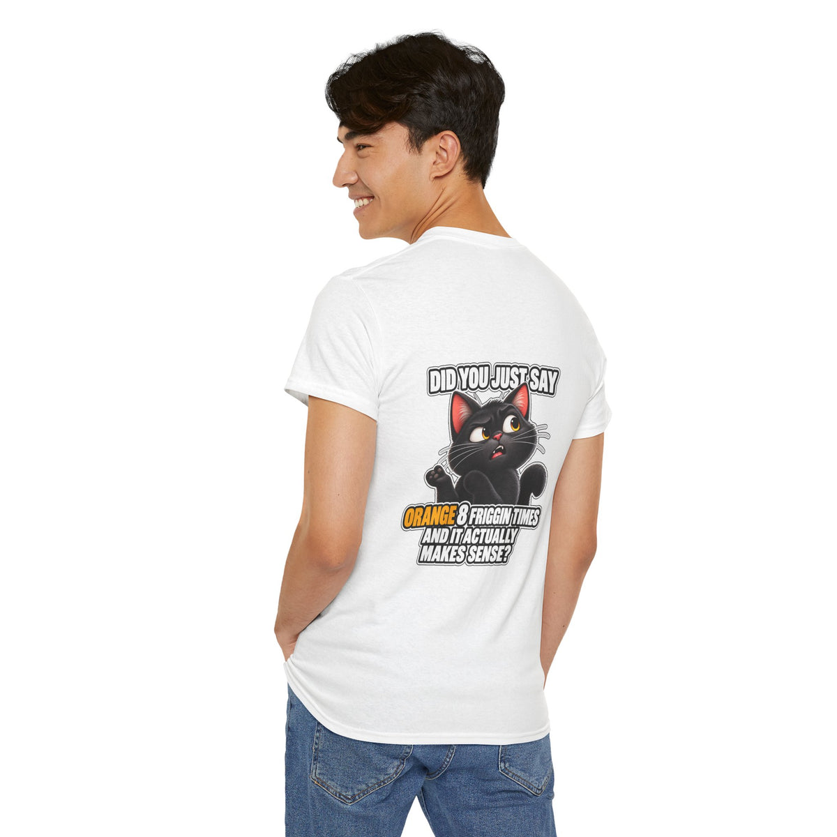 BS WETWEAR ORANGES EXPLAIN YOURSELVES CAT T-SHIRT