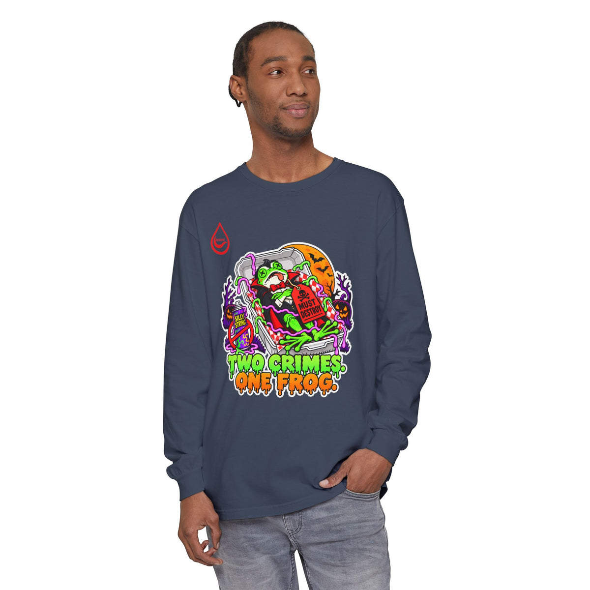 BS WETWEAR TWO CRIMES ONE FROG HALLOWEEN LONG-SLEEVE T-SHIRT