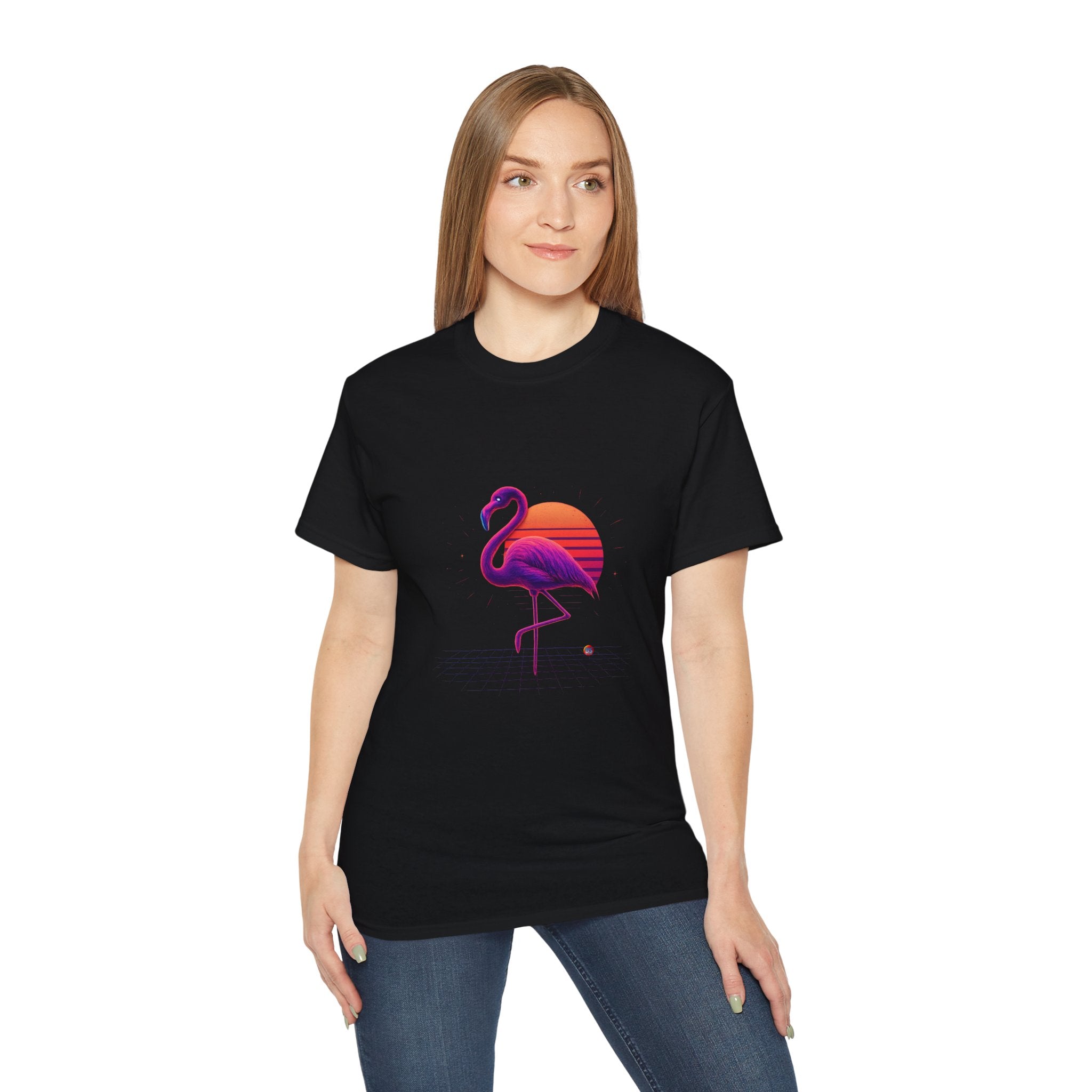 BS WETWEAR FLAMINGO'S NEON SUNSET STRUT T-SHIRT