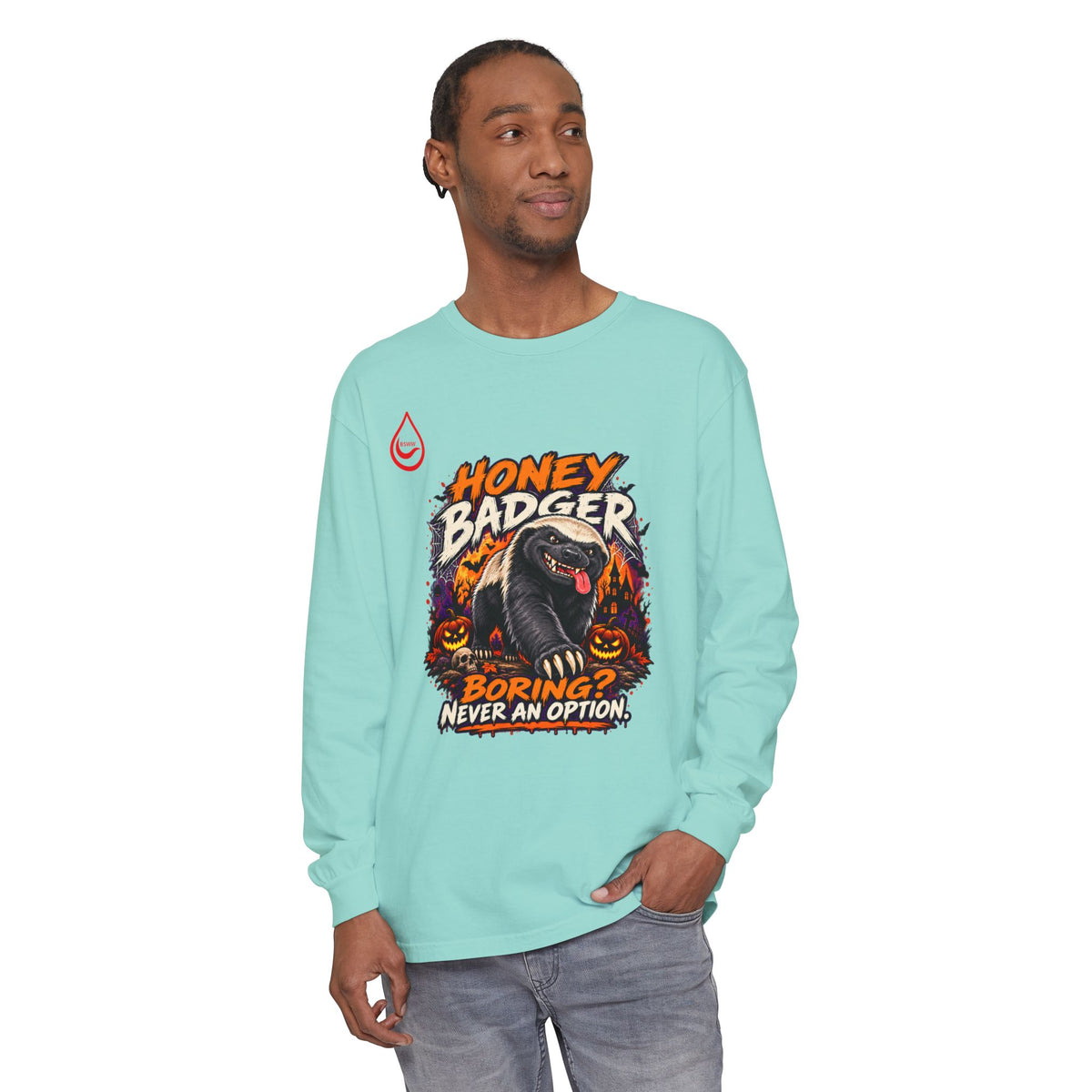 BS WETWEAR SPOOKY HONEY BADGER ATTITUDE LONG SLEEVE T-SHIRT