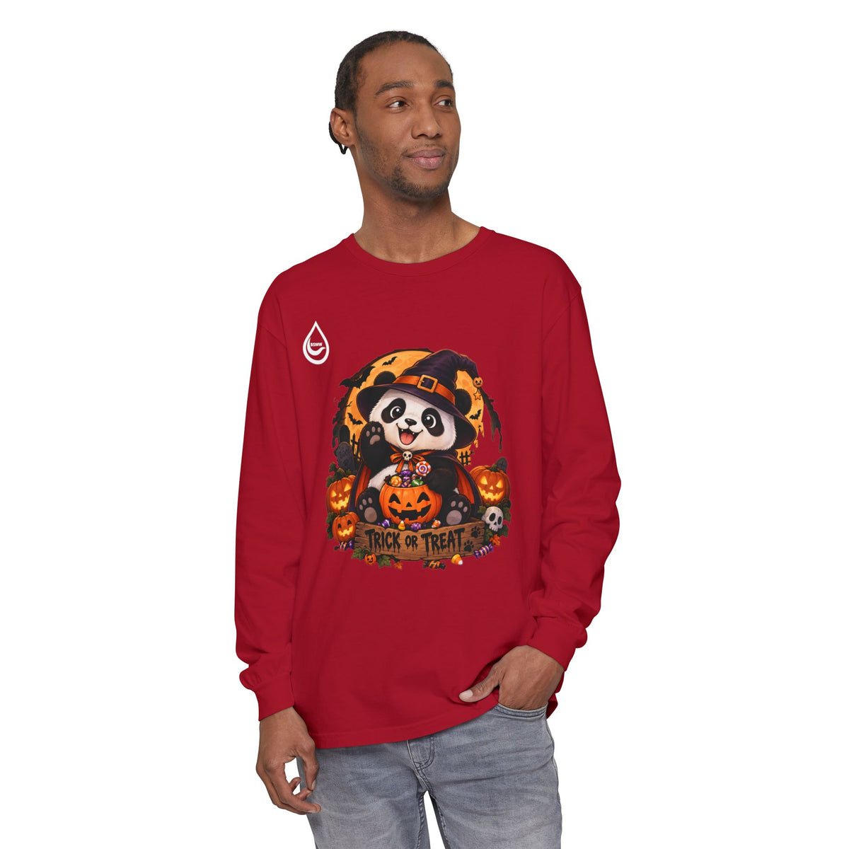 BS WETWEAR HALLOWEEN PANDA TRICK OR TREAT PARTY LONG SLEEVE T-SHIRT