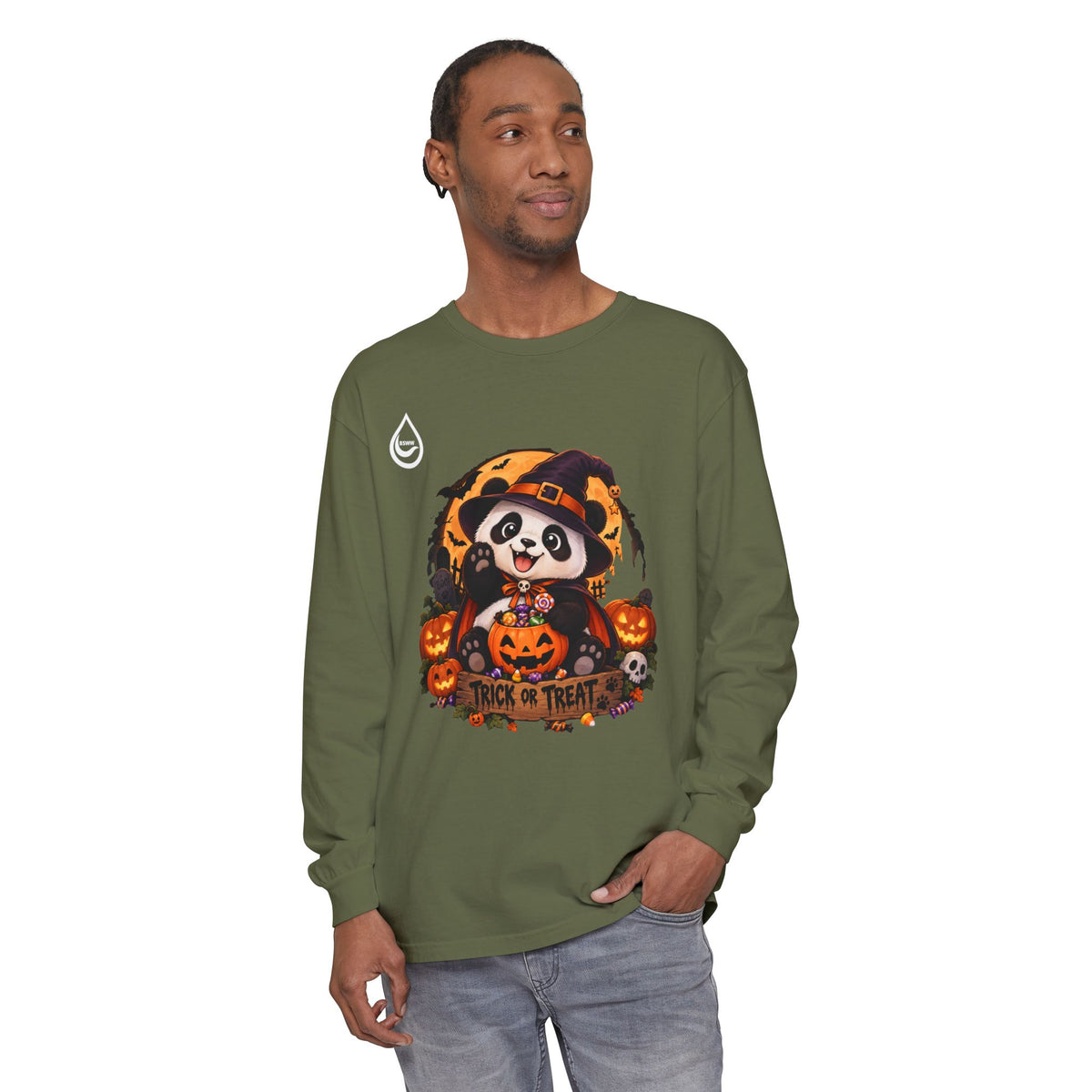 BS WETWEAR HALLOWEEN PANDA TRICK OR TREAT PARTY LONG SLEEVE T-SHIRT