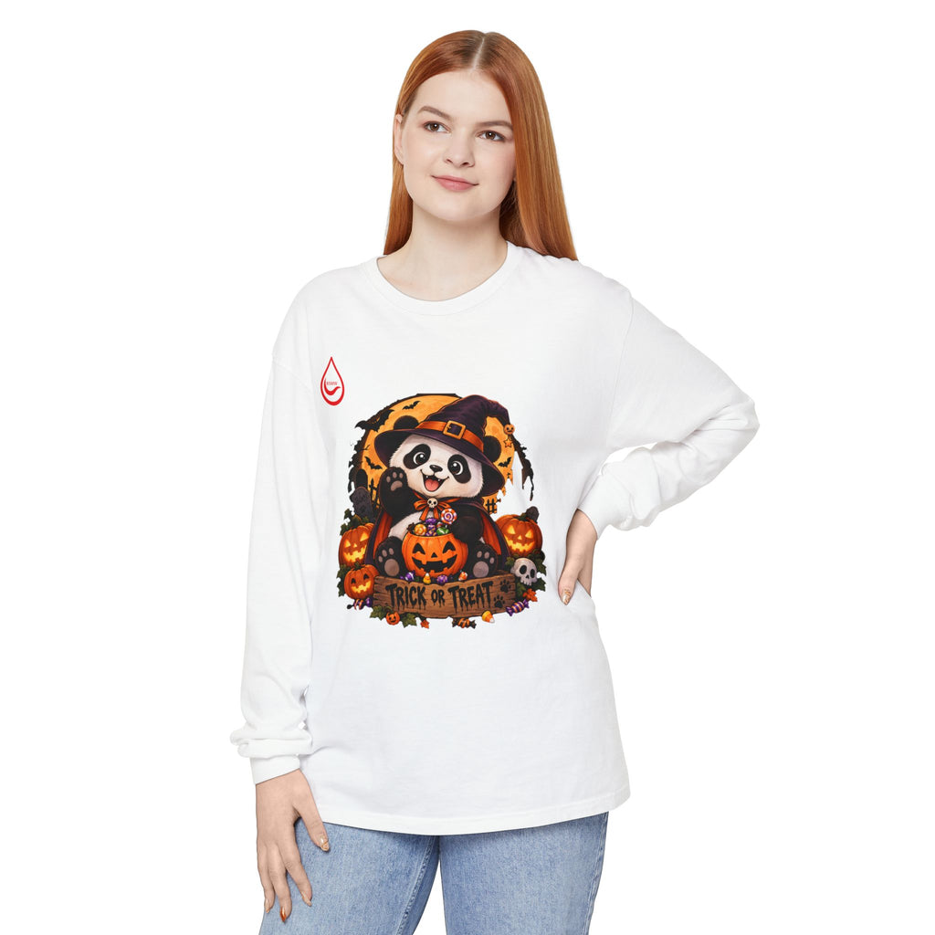 BS WETWEAR HALLOWEEN PANDA TRICK OR TREAT PARTY LONG SLEEVE T-SHIRT
