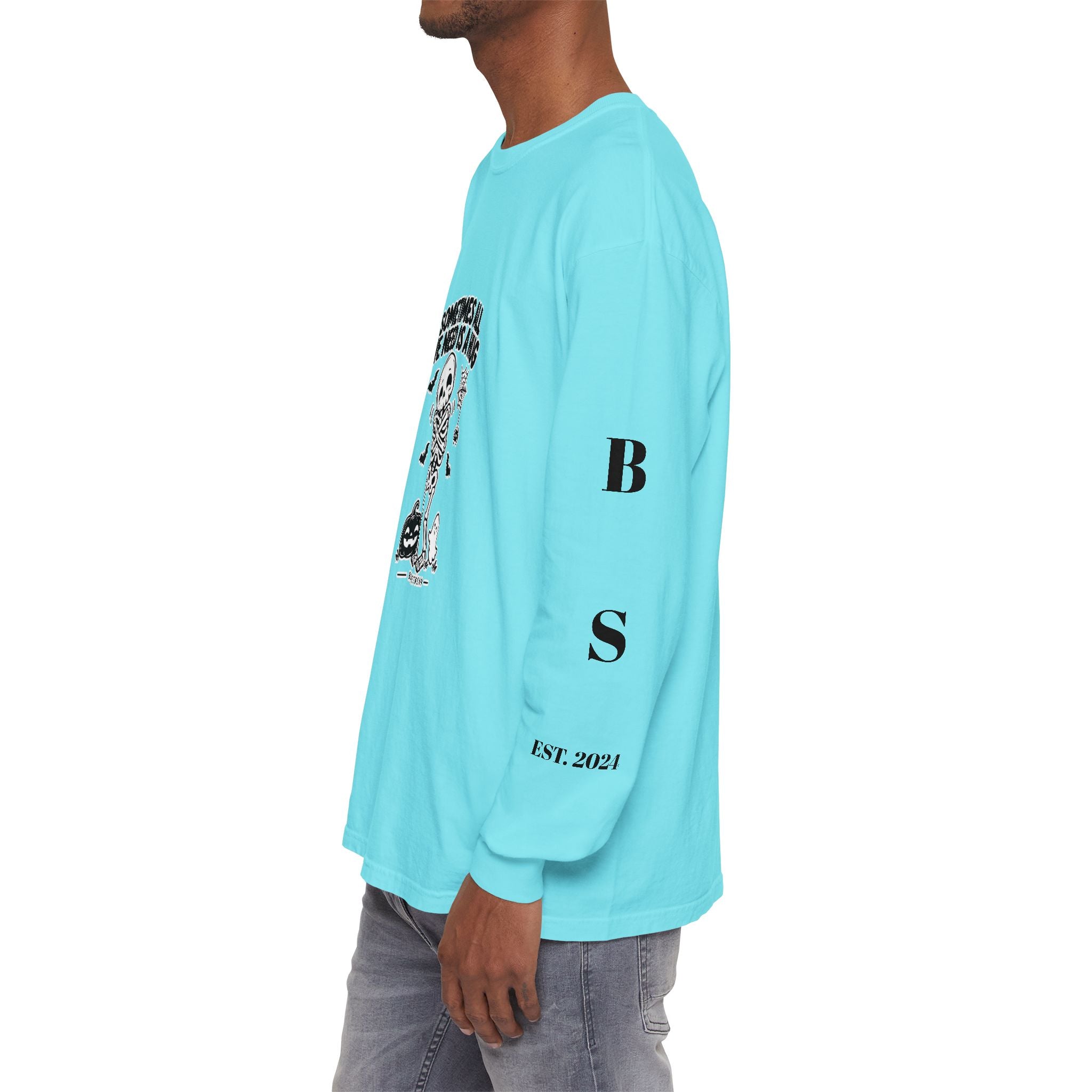 BS WETWEAR CUTE SKELETON SELF HUG HALLOWEEN LONG SLEEVE T-SHIRT