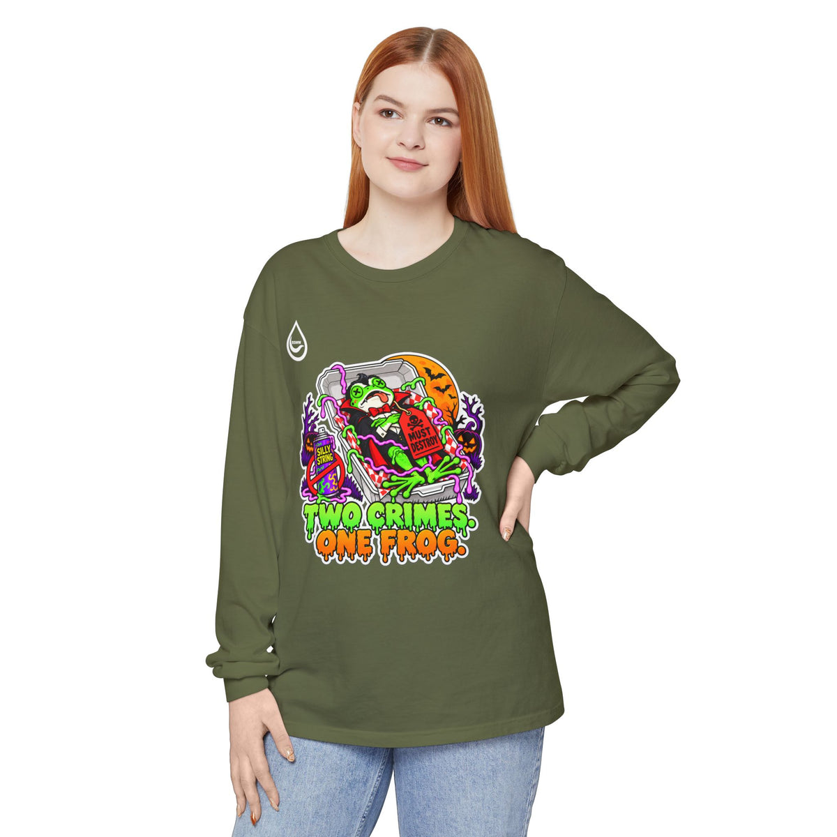 BS WETWEAR TWO CRIMES ONE FROG HALLOWEEN LONG-SLEEVE T-SHIRT