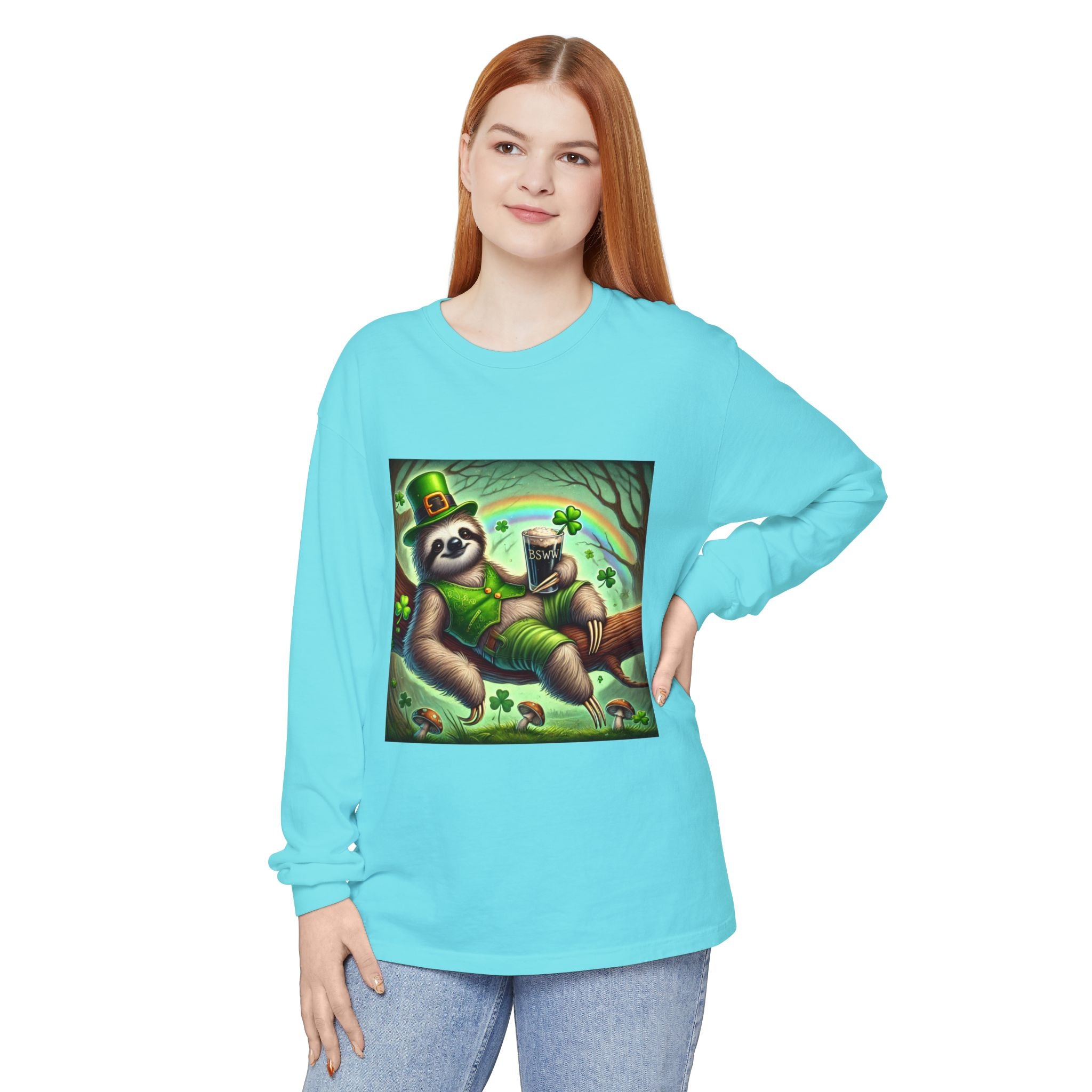 BS WETWEAR ST. PATRICK’S DAY SLOTH LONG SLEEVE T-SHIRT