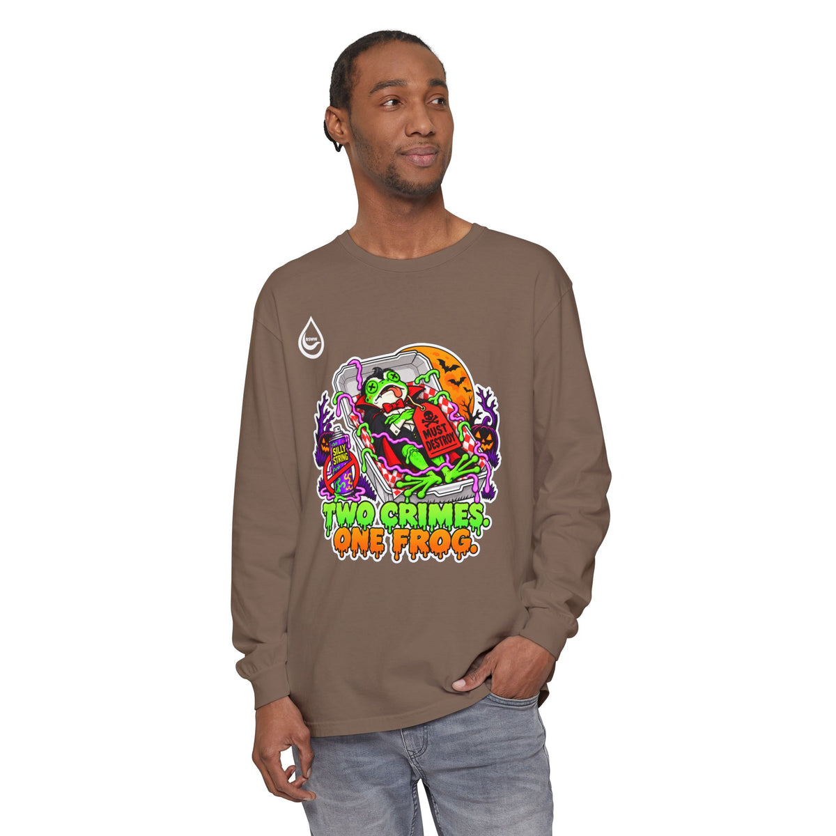 BS WETWEAR TWO CRIMES ONE FROG HALLOWEEN LONG-SLEEVE T-SHIRT