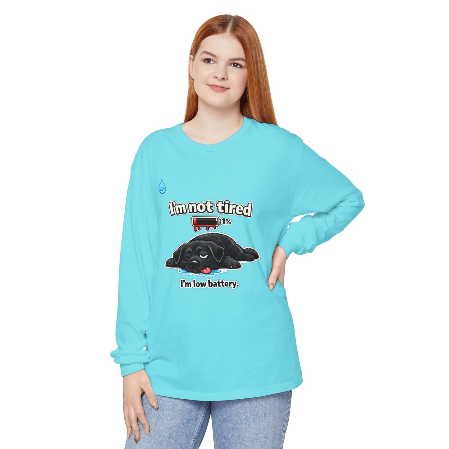 BS WETWEAR BATTERY LOW, DOG DOWN LONG SLEEVE T-SHIRT