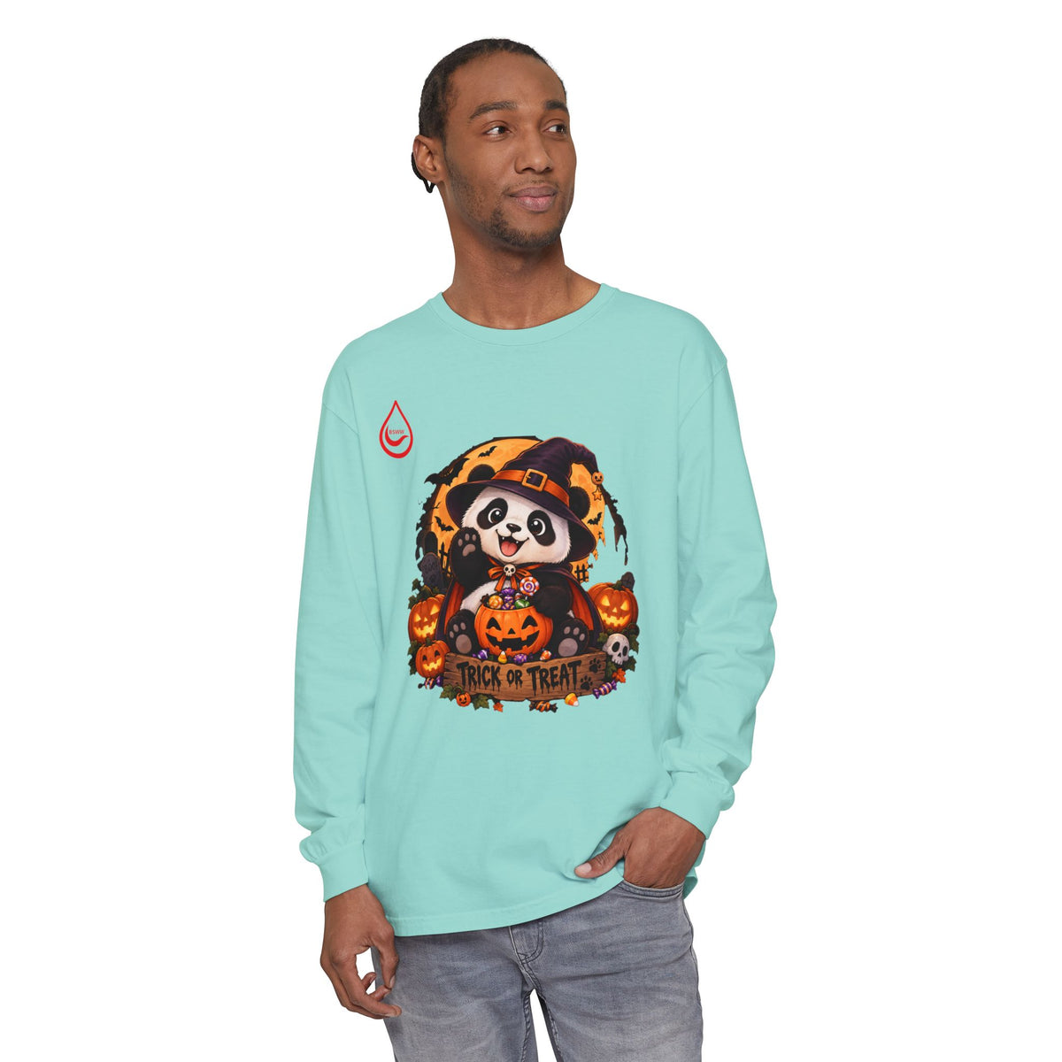 BS WETWEAR HALLOWEEN PANDA TRICK OR TREAT PARTY LONG SLEEVE T-SHIRT