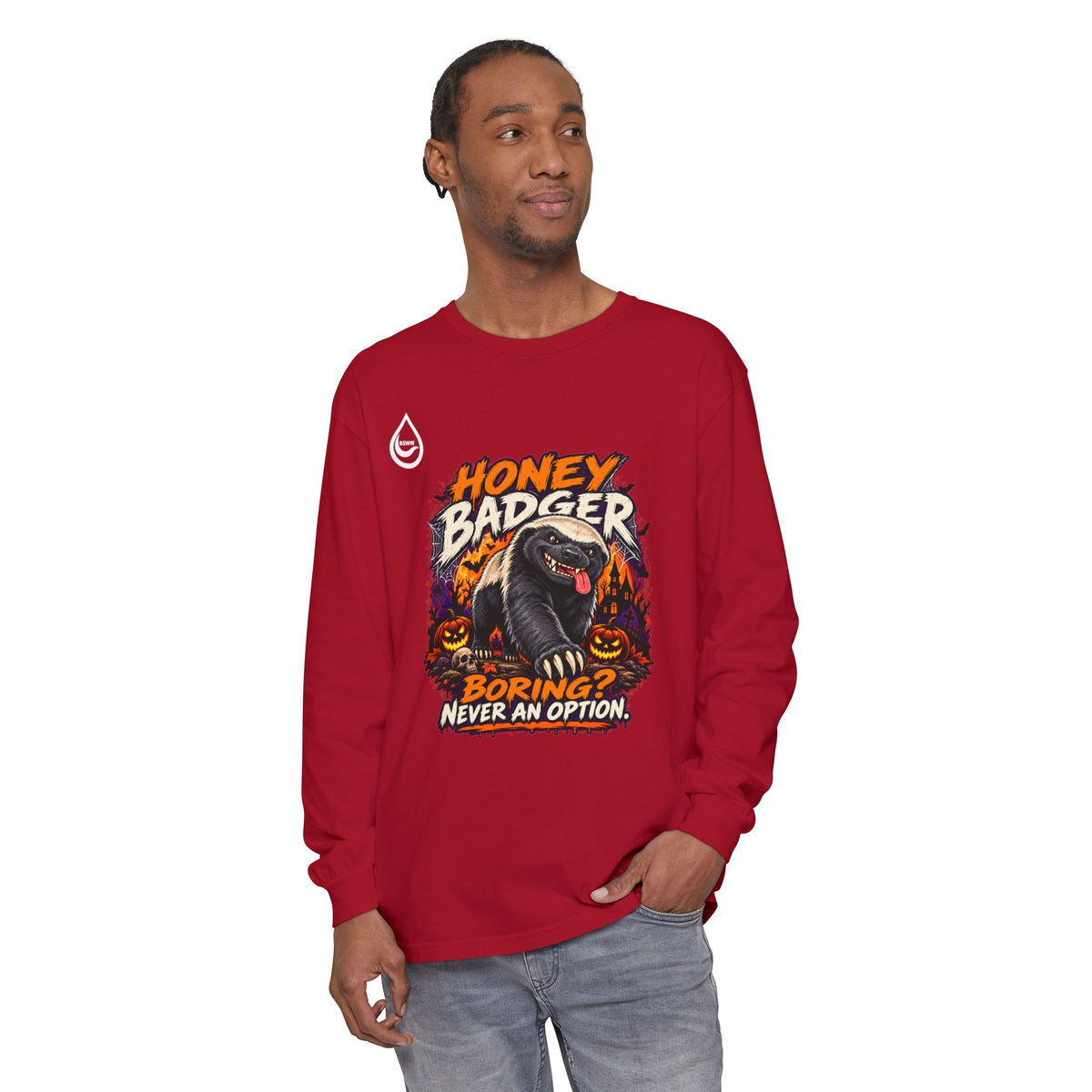 BS WETWEAR SPOOKY HONEY BADGER ATTITUDE LONG SLEEVE T-SHIRT