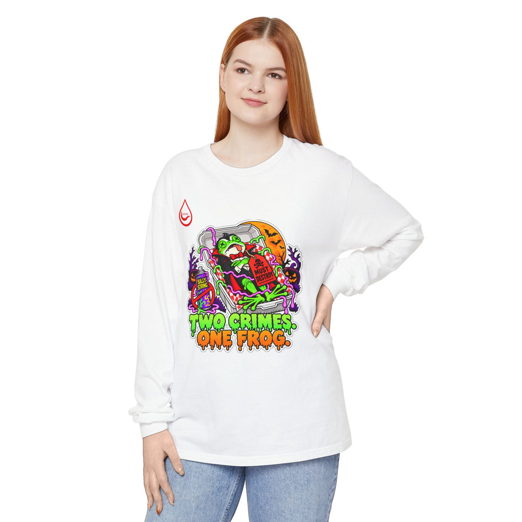 BS WETWEAR TWO CRIMES ONE FROG HALLOWEEN LONG-SLEEVE T-SHIRT
