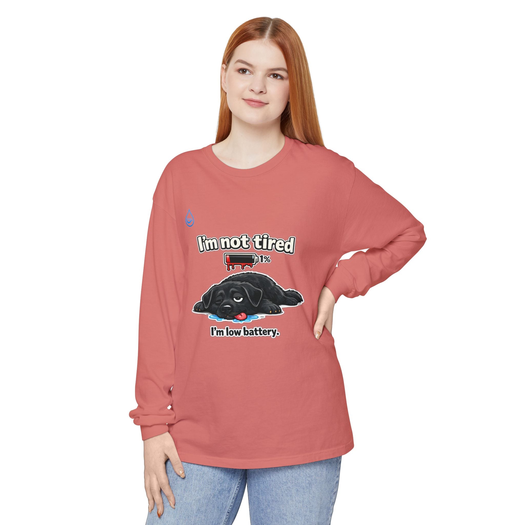 BS WETWEAR BATTERY LOW, DOG DOWN LONG SLEEVE T-SHIRT