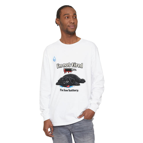 BS WETWEAR BATTERY LOW, DOG DOWN LONG SLEEVE T-SHIRT
