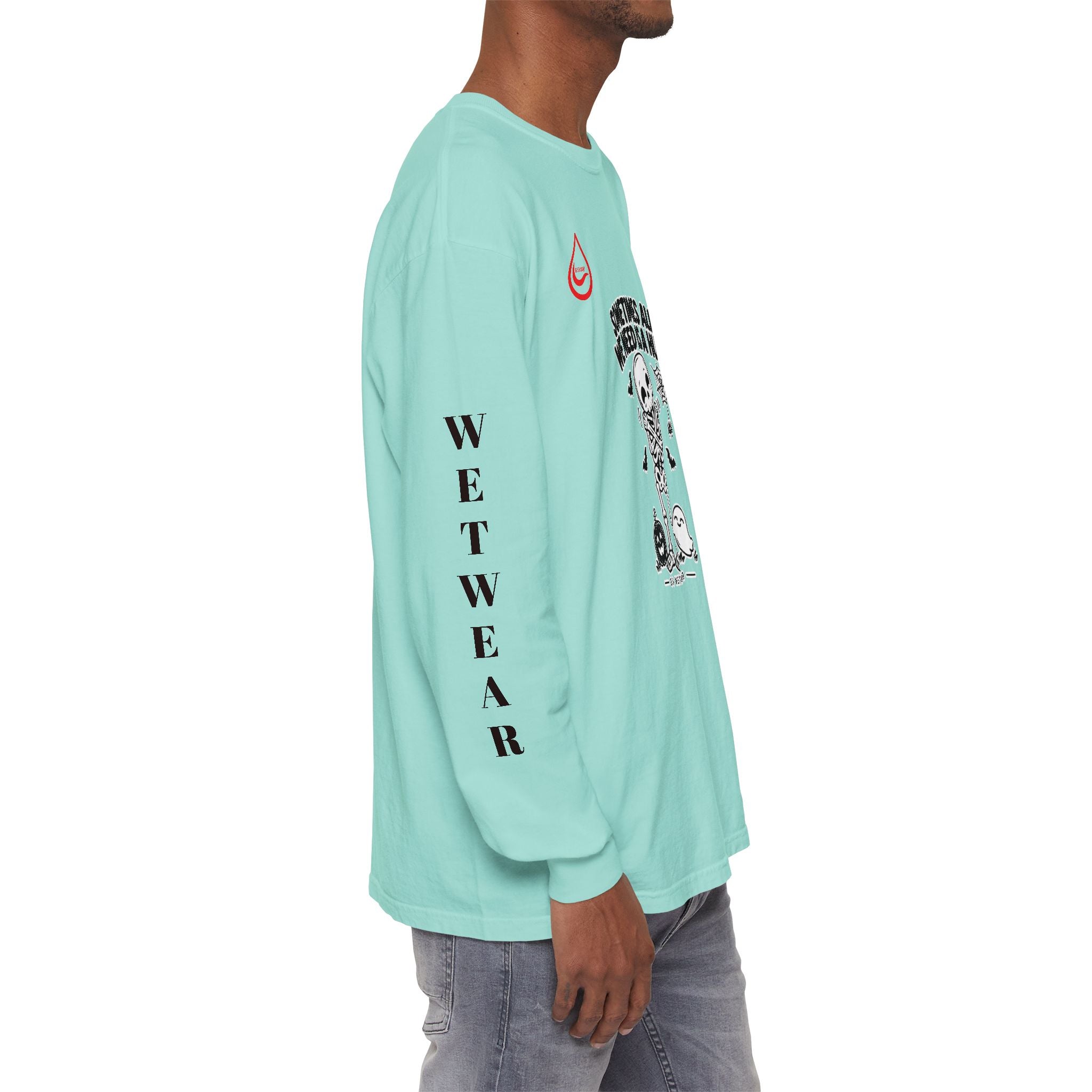 BS WETWEAR CUTE SKELETON SELF HUG HALLOWEEN LONG SLEEVE T-SHIRT