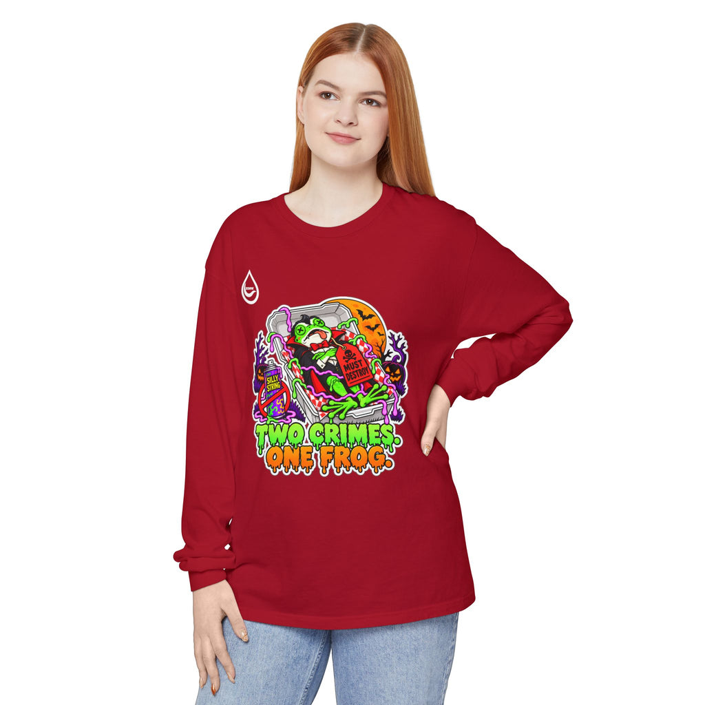 BS WETWEAR TWO CRIMES ONE FROG HALLOWEEN LONG-SLEEVE T-SHIRT