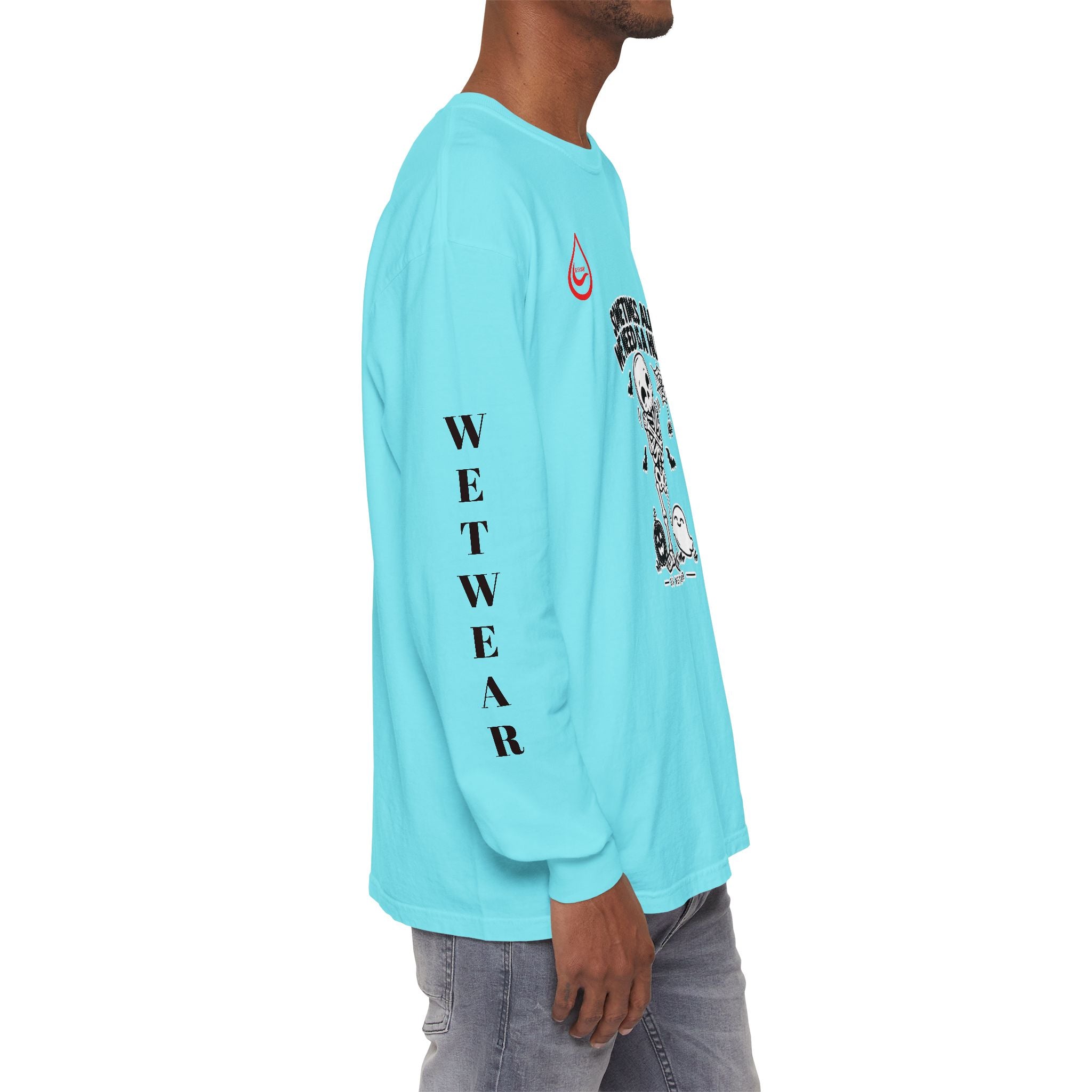 BS WETWEAR CUTE SKELETON SELF HUG HALLOWEEN LONG SLEEVE T-SHIRT