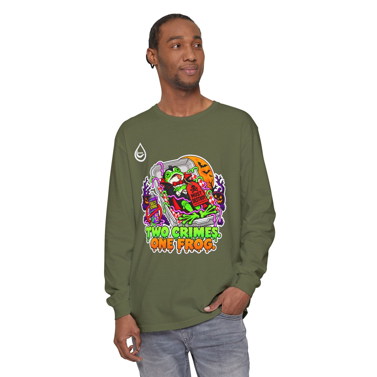 BS WETWEAR TWO CRIMES ONE FROG HALLOWEEN LONG-SLEEVE T-SHIRT