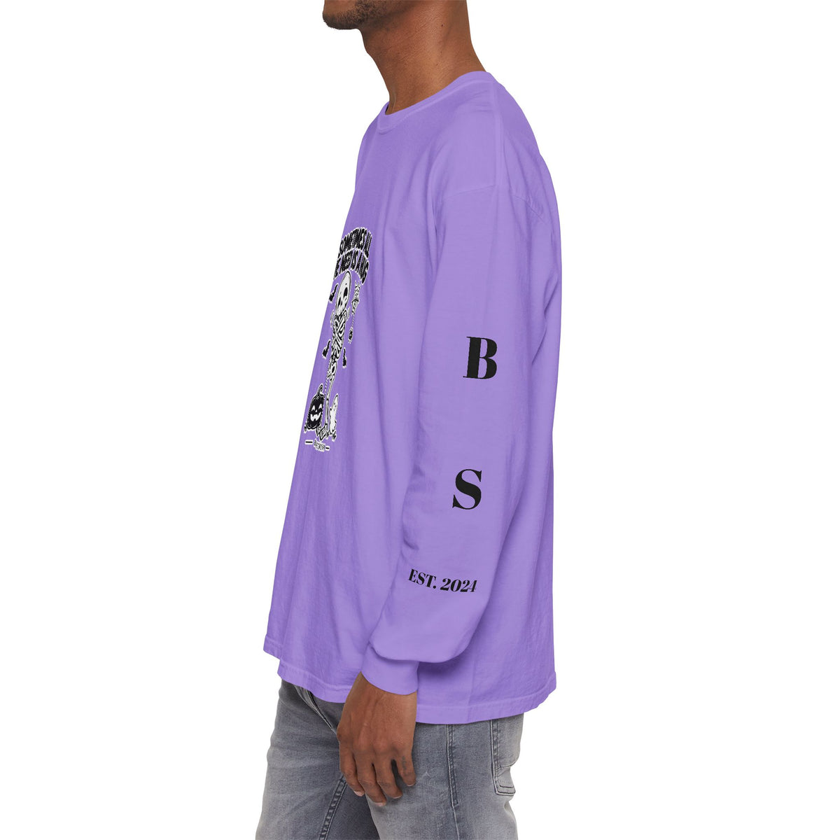 BS WETWEAR CUTE SKELETON SELF HUG HALLOWEEN LONG SLEEVE T-SHIRT
