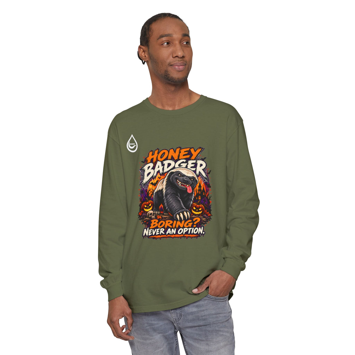 BS WETWEAR SPOOKY HONEY BADGER ATTITUDE LONG SLEEVE T-SHIRT