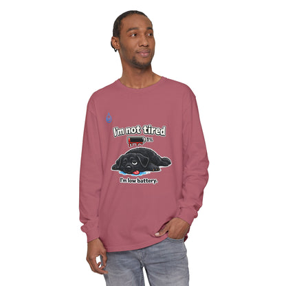 BS WETWEAR BATTERY LOW, DOG DOWN LONG SLEEVE T-SHIRT