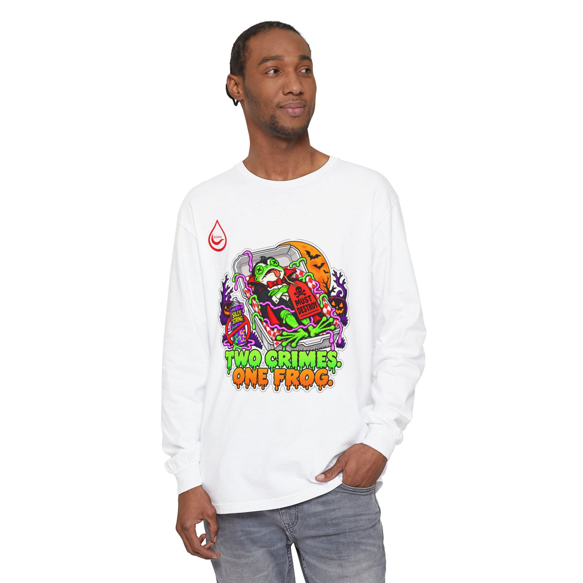 BS WETWEAR TWO CRIMES ONE FROG HALLOWEEN LONG-SLEEVE T-SHIRT