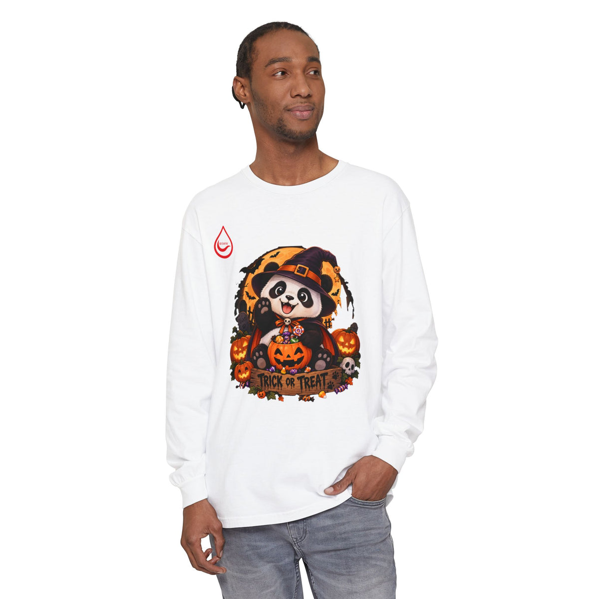 BS WETWEAR HALLOWEEN PANDA TRICK OR TREAT PARTY LONG SLEEVE T-SHIRT