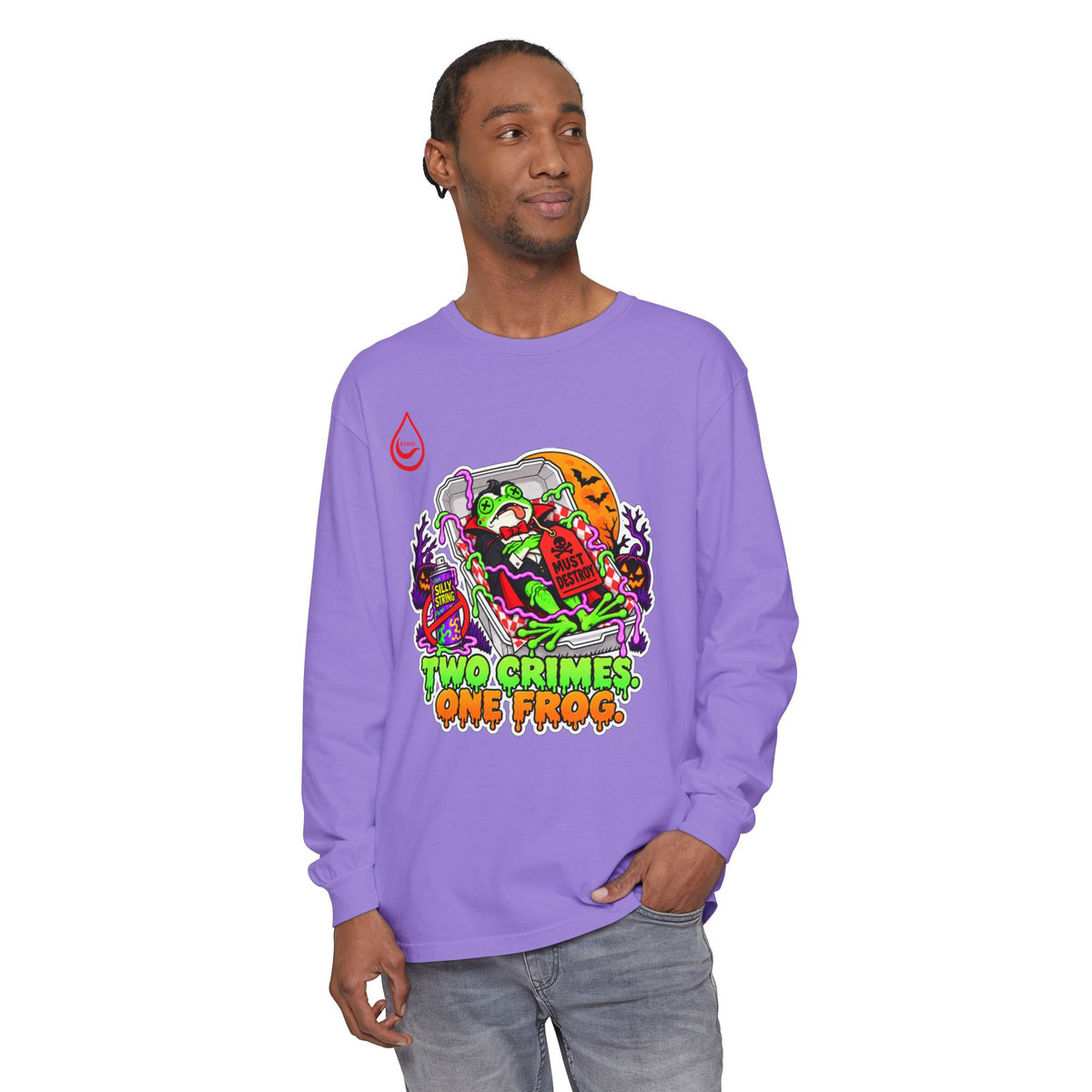 BS WETWEAR TWO CRIMES ONE FROG HALLOWEEN LONG-SLEEVE T-SHIRT