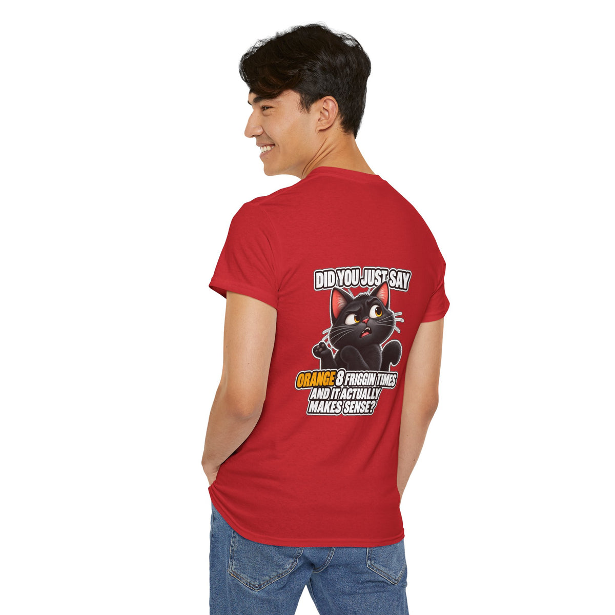 BS WETWEAR ORANGES EXPLAIN YOURSELVES CAT T-SHIRT