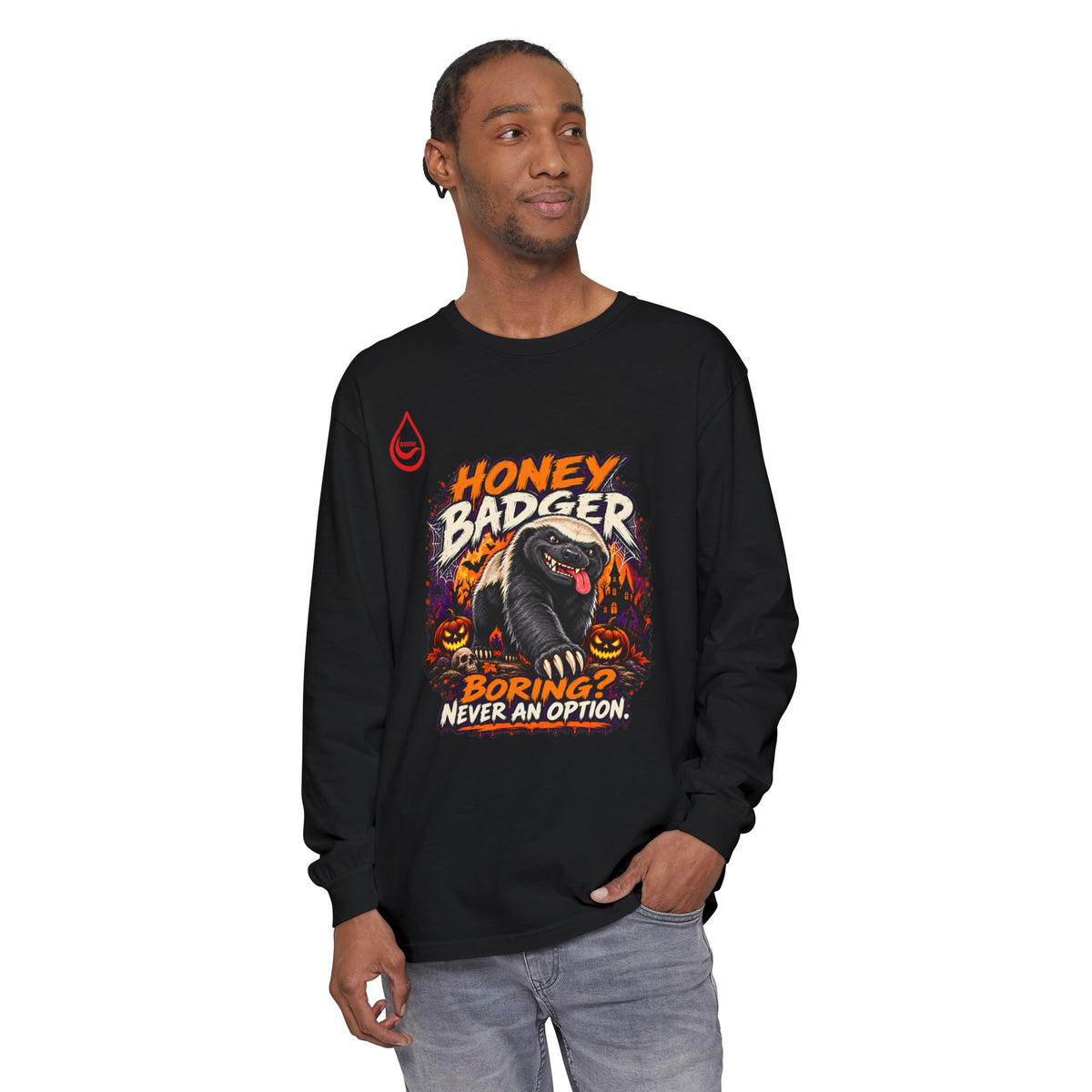 BS WETWEAR SPOOKY HONEY BADGER ATTITUDE LONG SLEEVE T-SHIRT