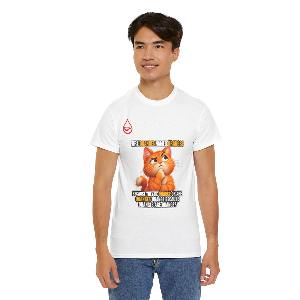 BS WETWEAR ORANGES EXPLAIN YOURSELVES CAT T-SHIRT