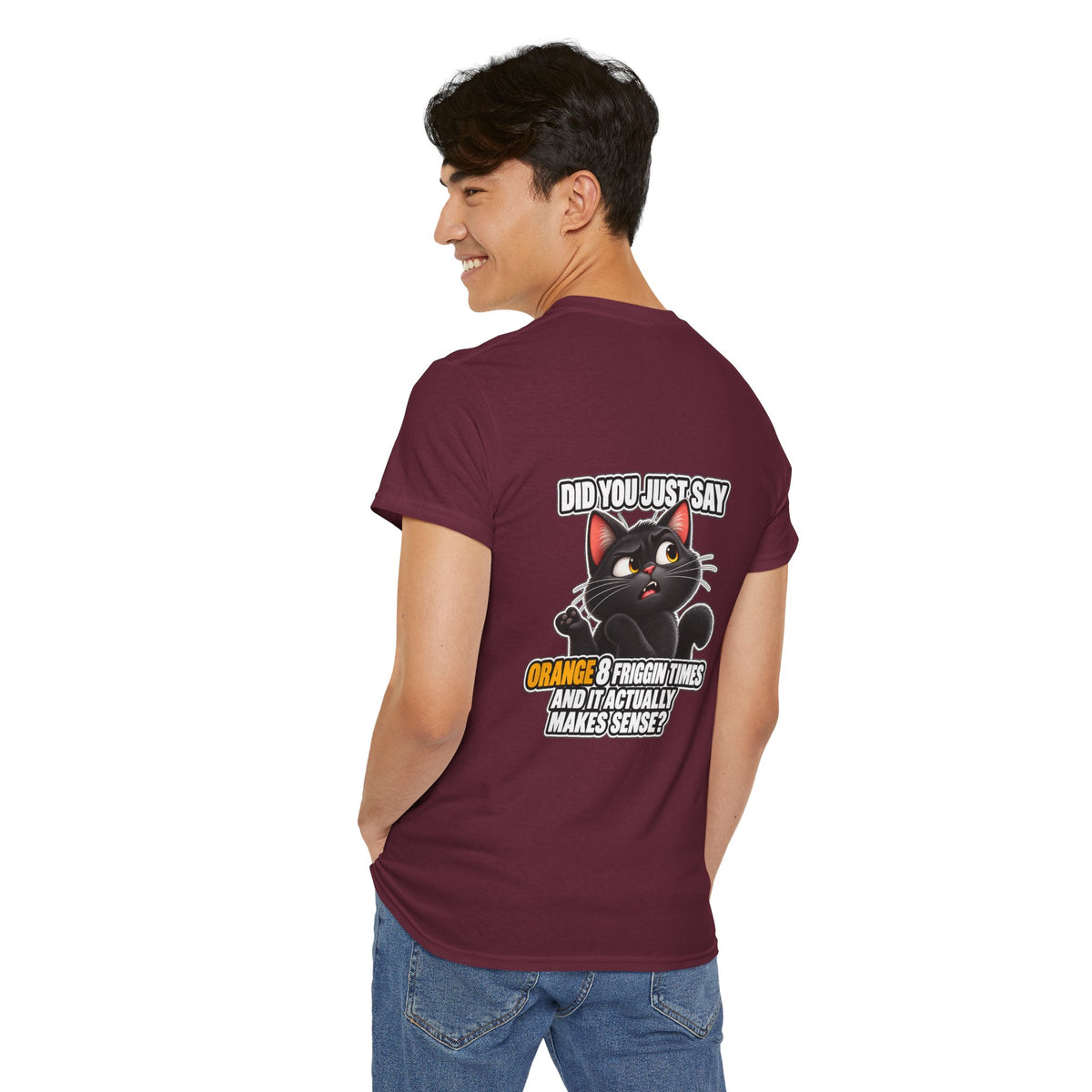 BS WETWEAR ORANGES EXPLAIN YOURSELVES CAT T-SHIRT