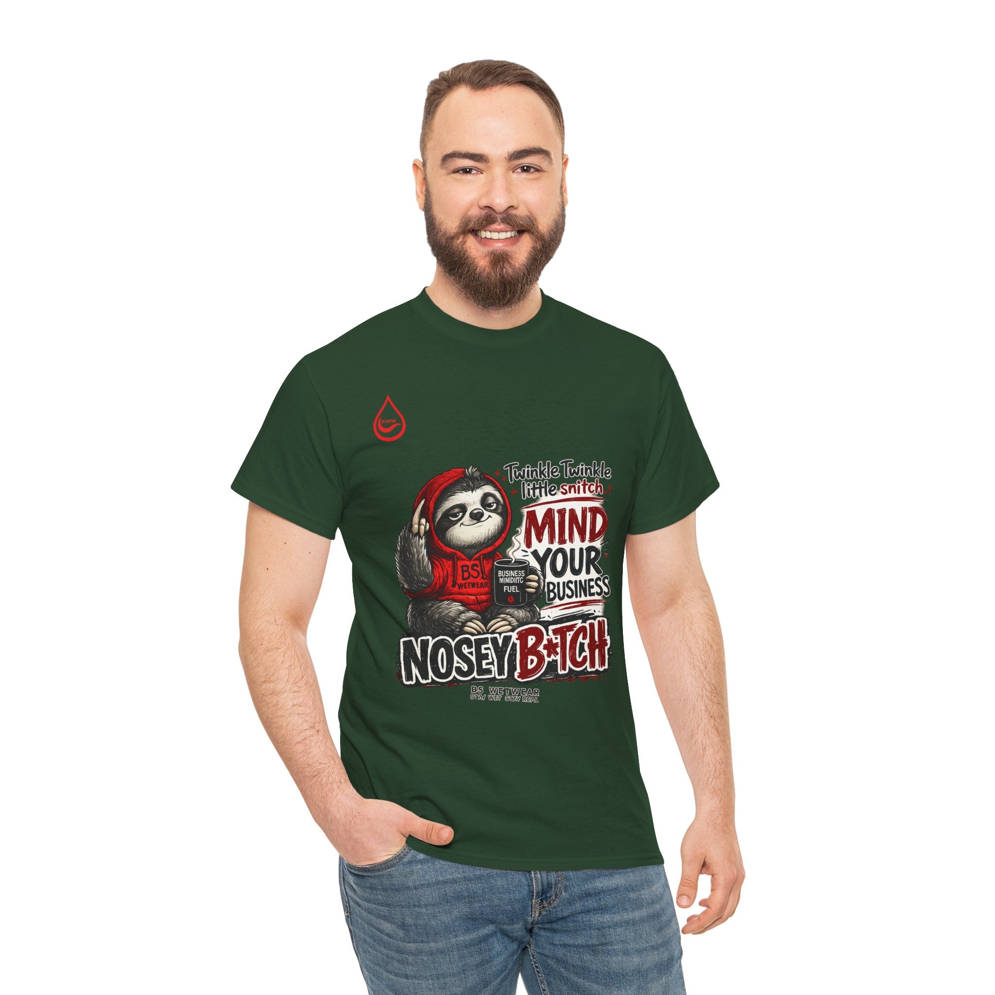 BS WETWEAR COFFEE FIRST GOSSIP NEVER T-SHIRT