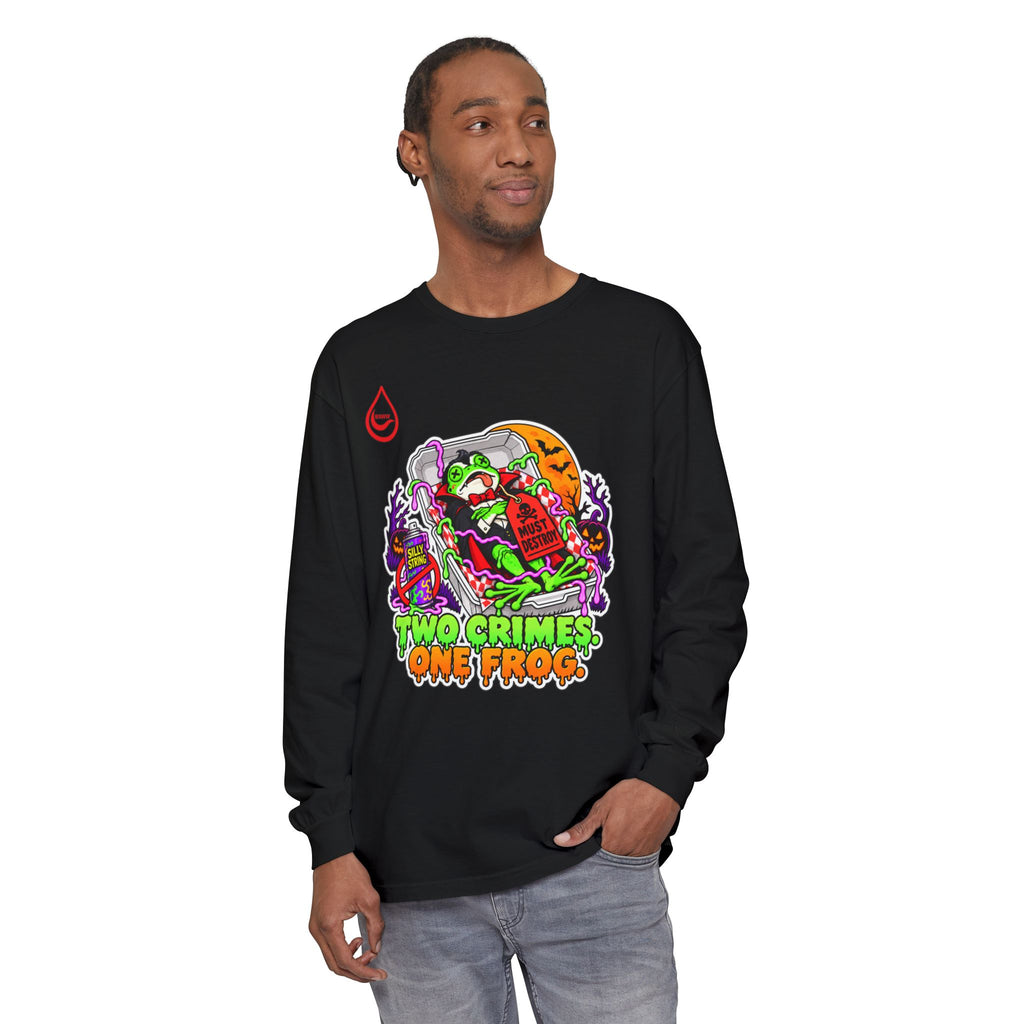 BS WETWEAR TWO CRIMES ONE FROG HALLOWEEN LONG-SLEEVE T-SHIRT