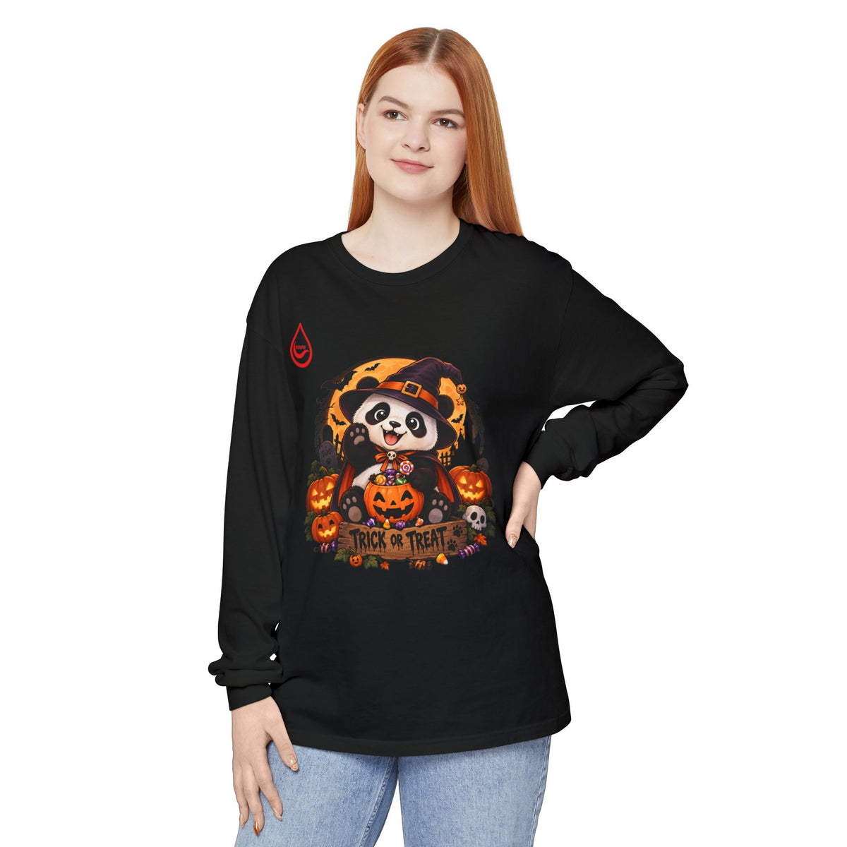 BS WETWEAR HALLOWEEN PANDA TRICK OR TREAT PARTY LONG SLEEVE T-SHIRT