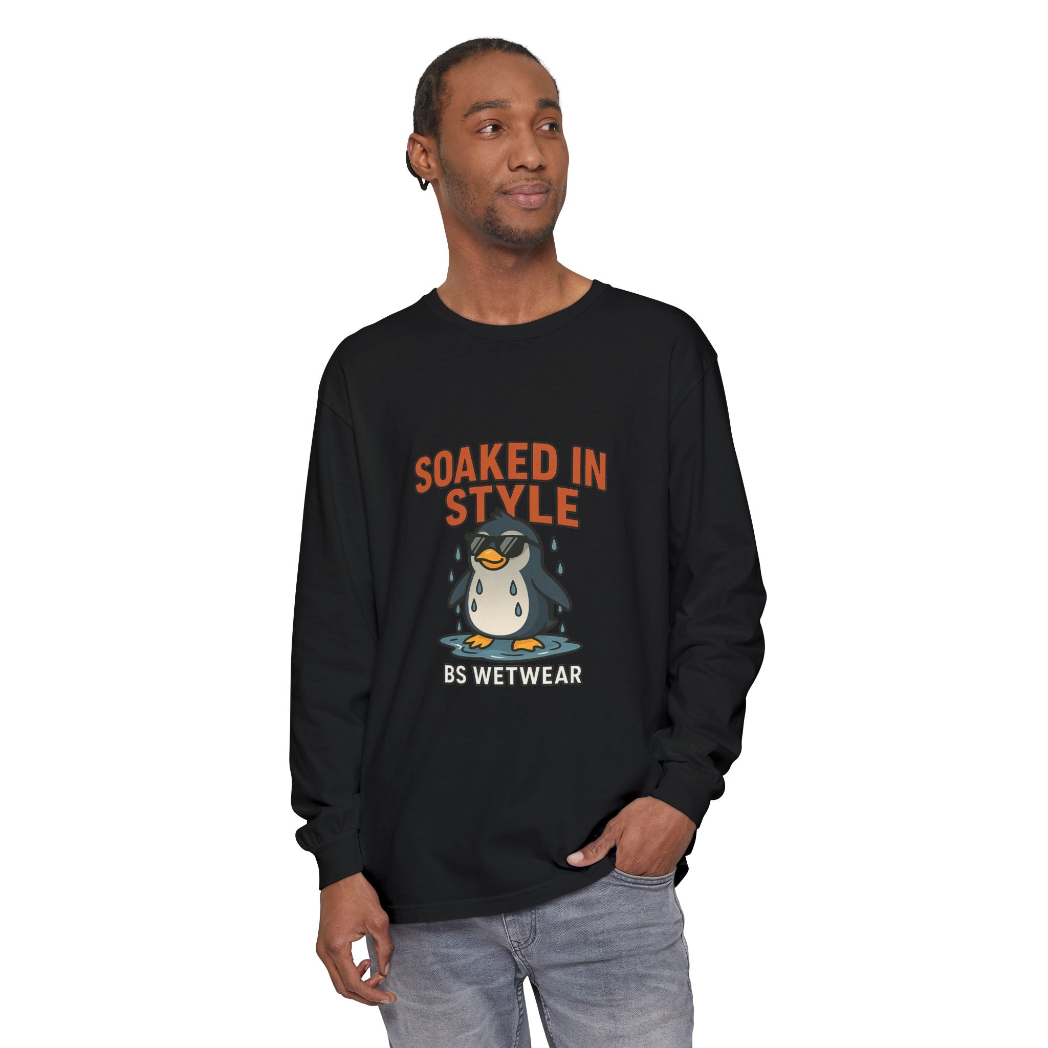 BS WETWEAR SOAKED IN STYLE PENGUIN LONG SLEEVE T-SHIRT