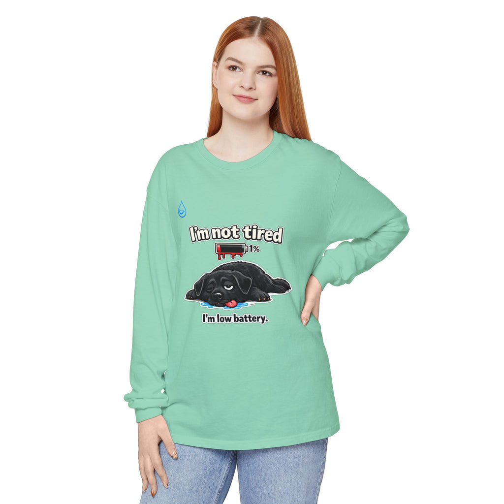 BS WETWEAR BATTERY LOW, DOG DOWN LONG SLEEVE T-SHIRT