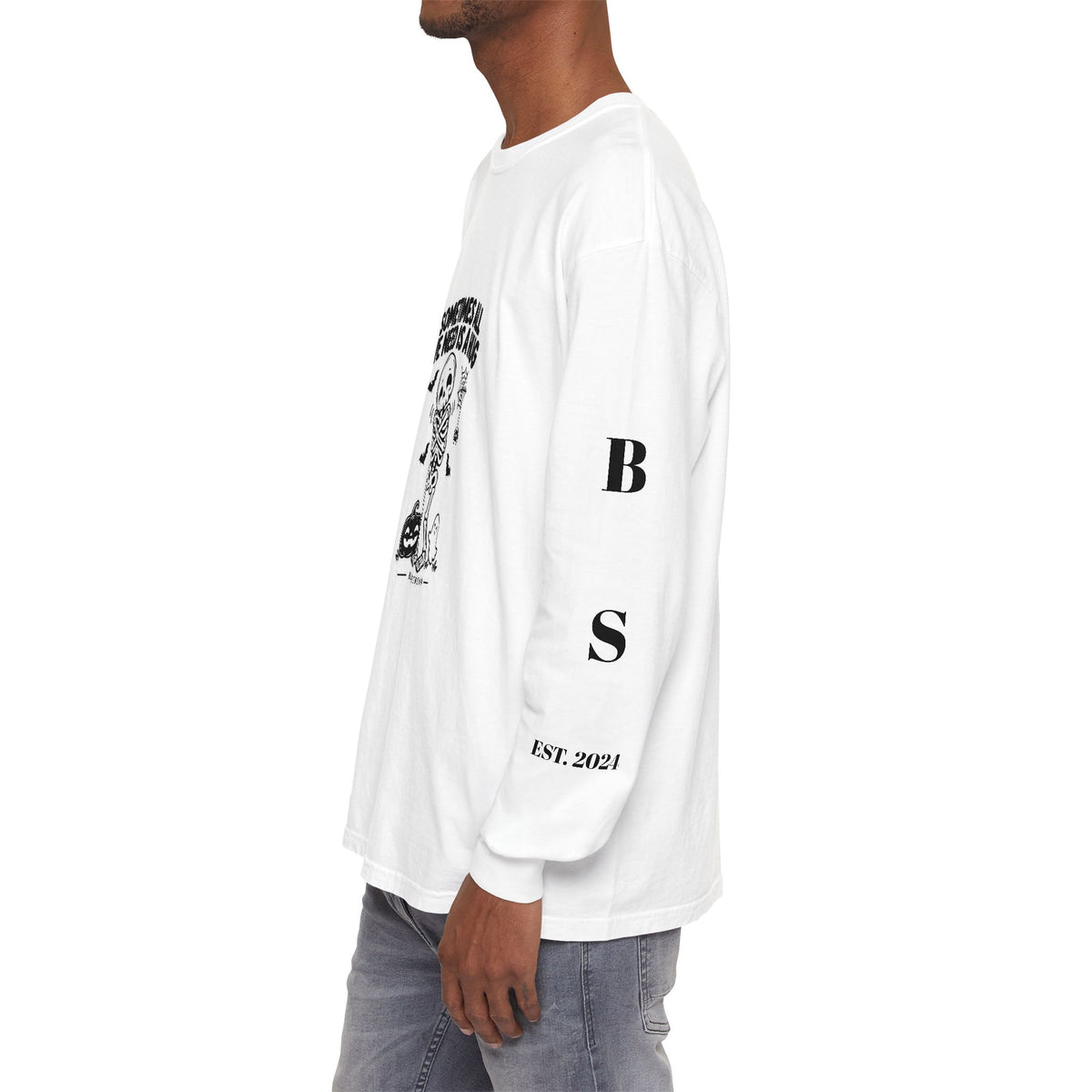 BS WETWEAR CUTE SKELETON SELF HUG HALLOWEEN LONG SLEEVE T-SHIRT