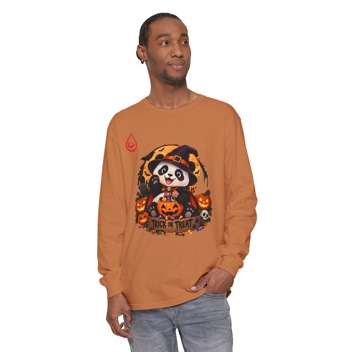 BS WETWEAR HALLOWEEN PANDA TRICK OR TREAT PARTY LONG SLEEVE T-SHIRT
