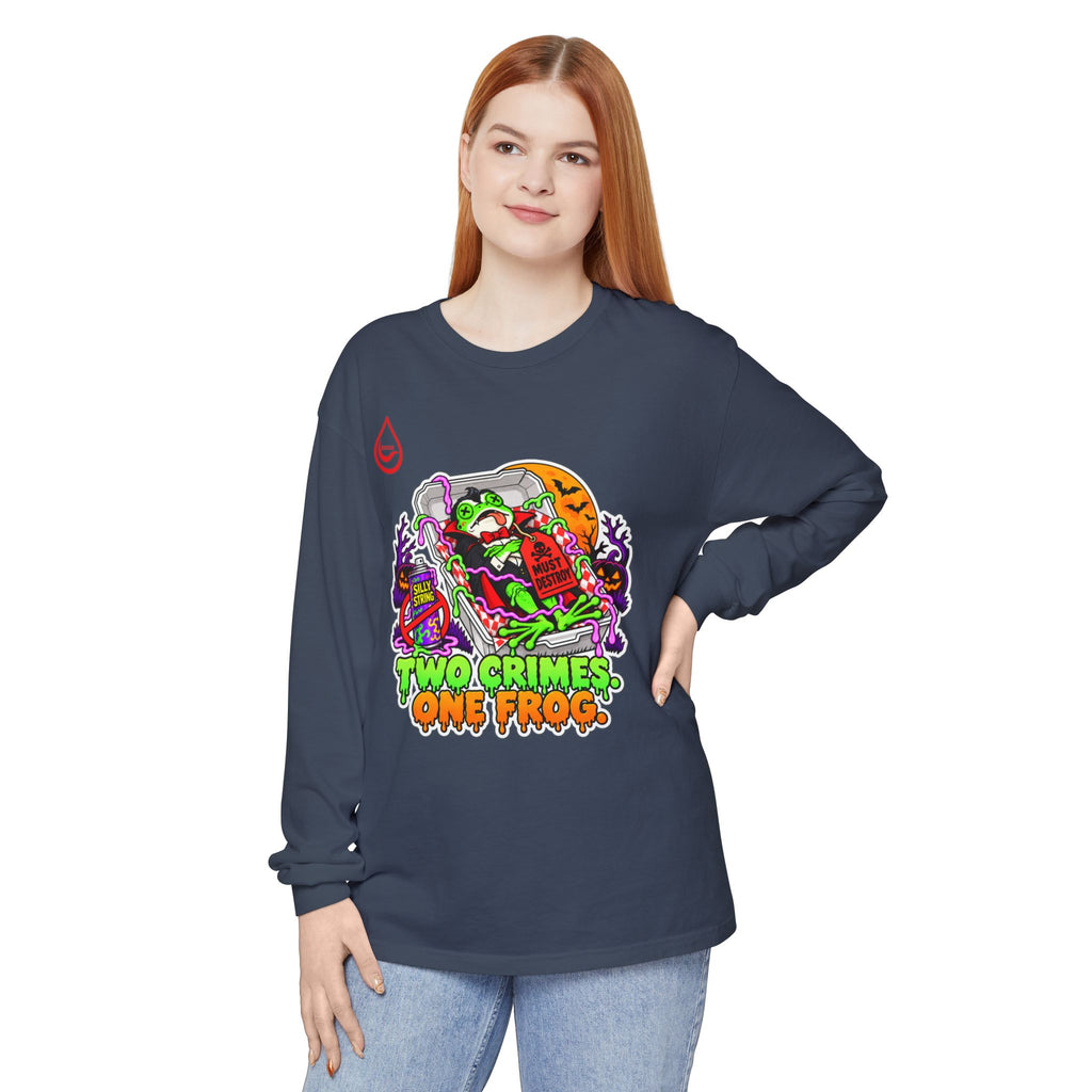 BS WETWEAR TWO CRIMES ONE FROG HALLOWEEN LONG-SLEEVE T-SHIRT