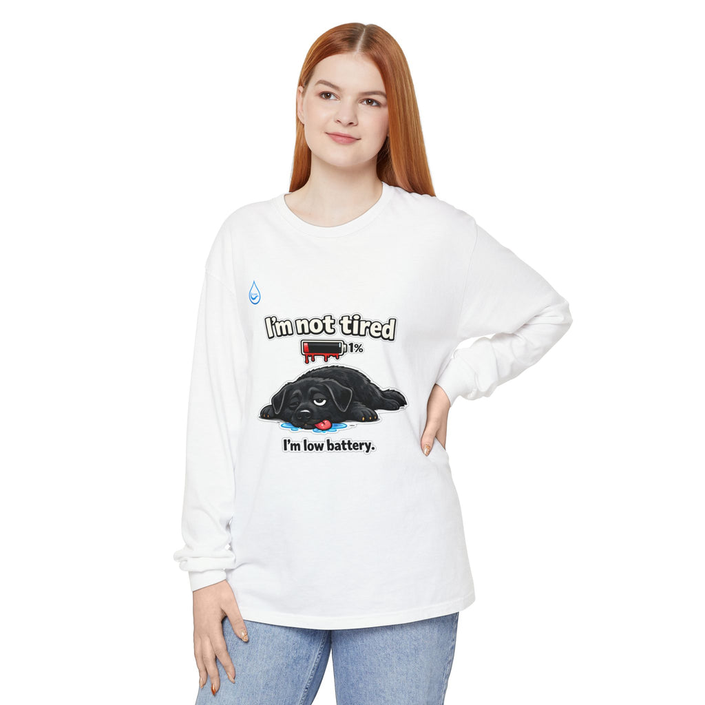 BS WETWEAR BATTERY LOW, DOG DOWN LONG SLEEVE T-SHIRT