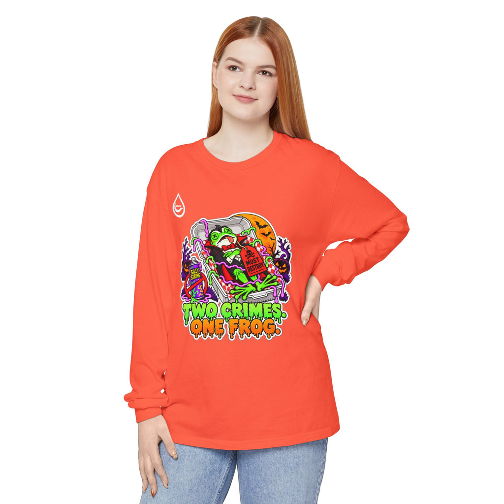 BS WETWEAR TWO CRIMES ONE FROG HALLOWEEN LONG-SLEEVE T-SHIRT