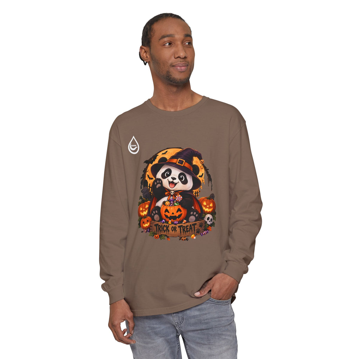 BS WETWEAR HALLOWEEN PANDA TRICK OR TREAT PARTY LONG SLEEVE T-SHIRT