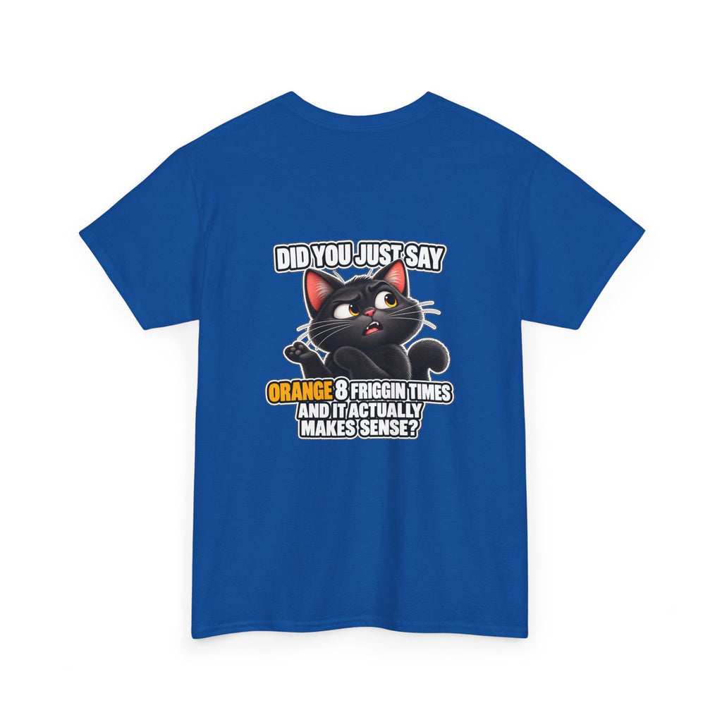 BS WETWEAR ORANGES EXPLAIN YOURSELVES CAT T-SHIRT